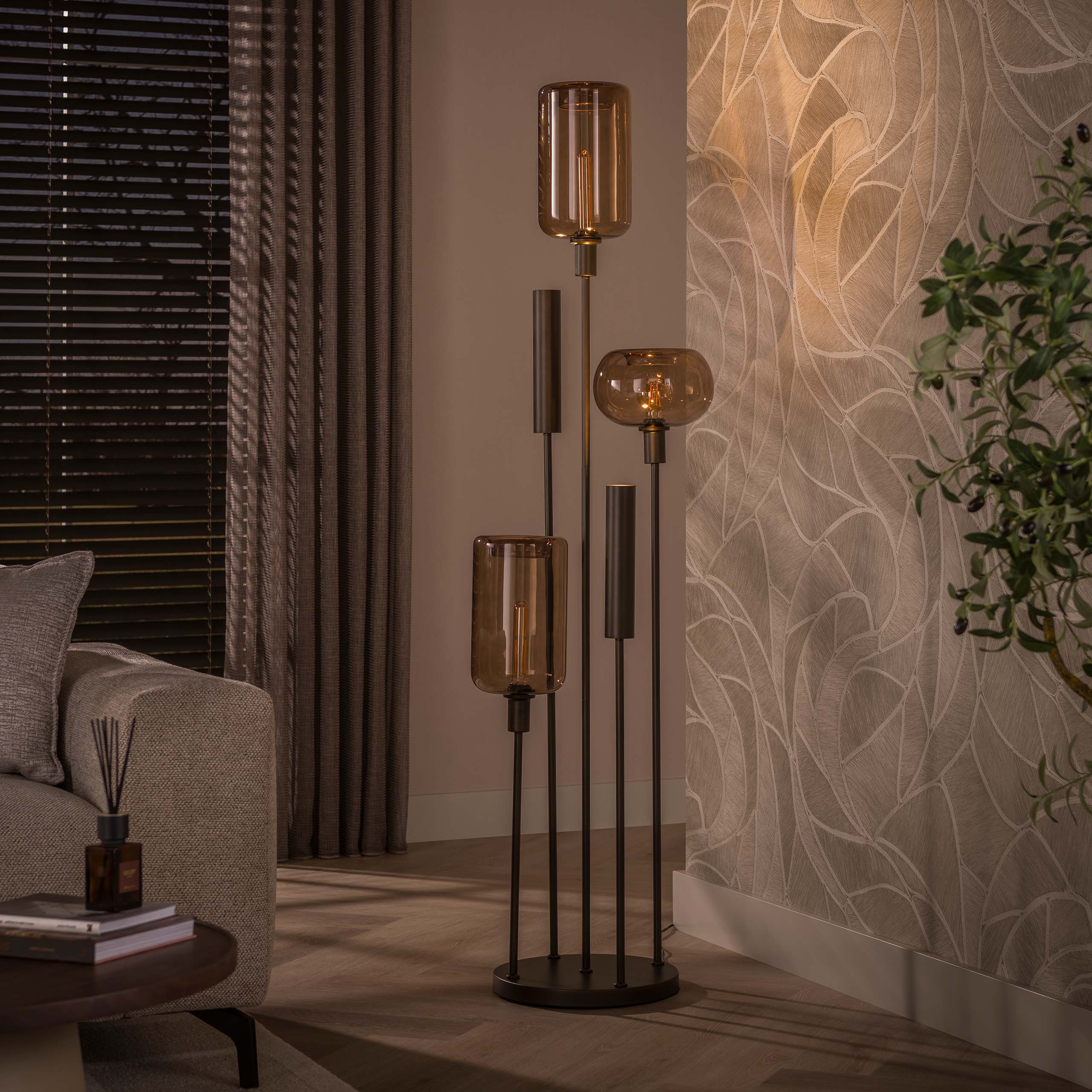 Vloerlamp Serene switch getrapt 2+3-lichts / Sienna bruin