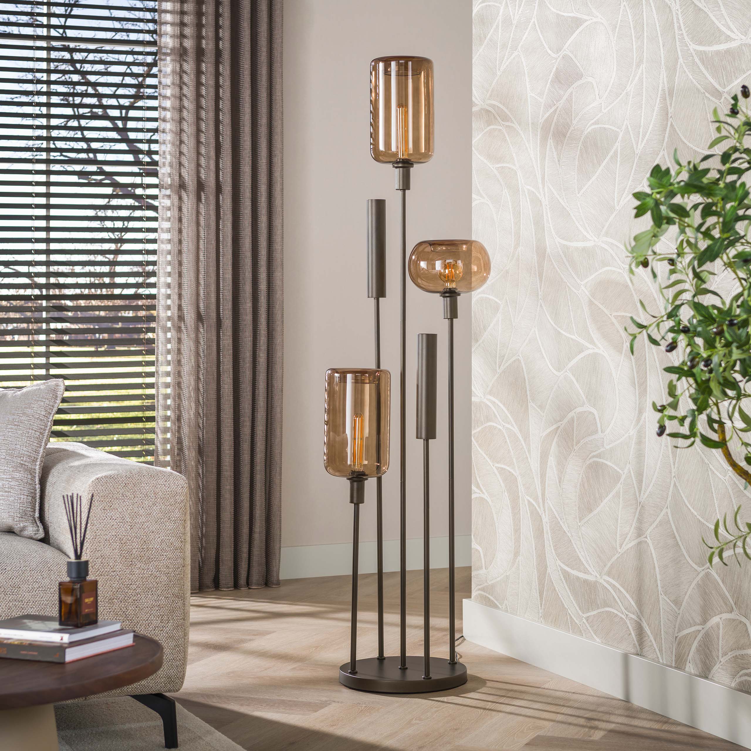Vloerlamp Serene switch getrapt 2+3-lichts / Sienna bruin