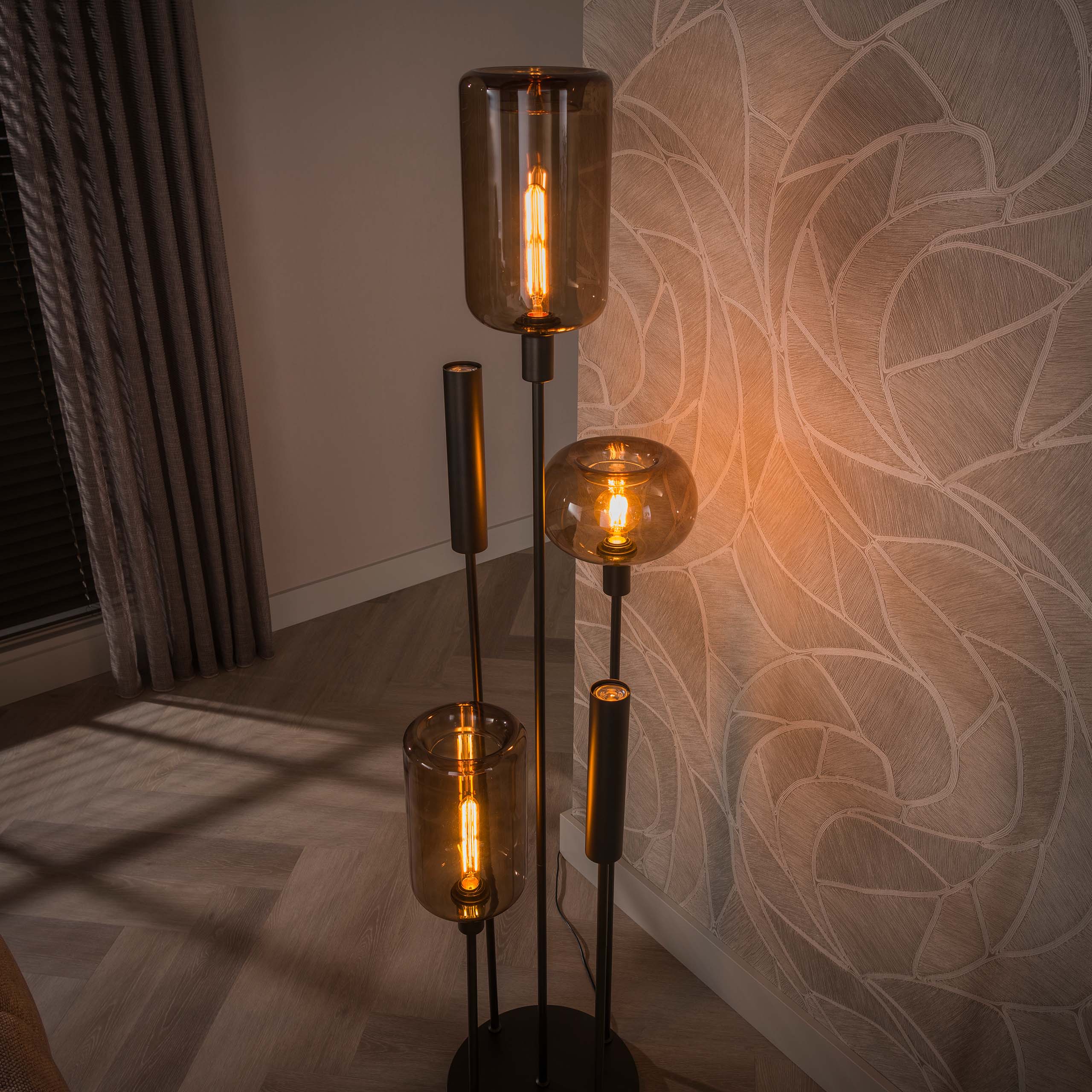 Vloerlamp Serene switch getrapt 2+3-lichts / Sienna bruin