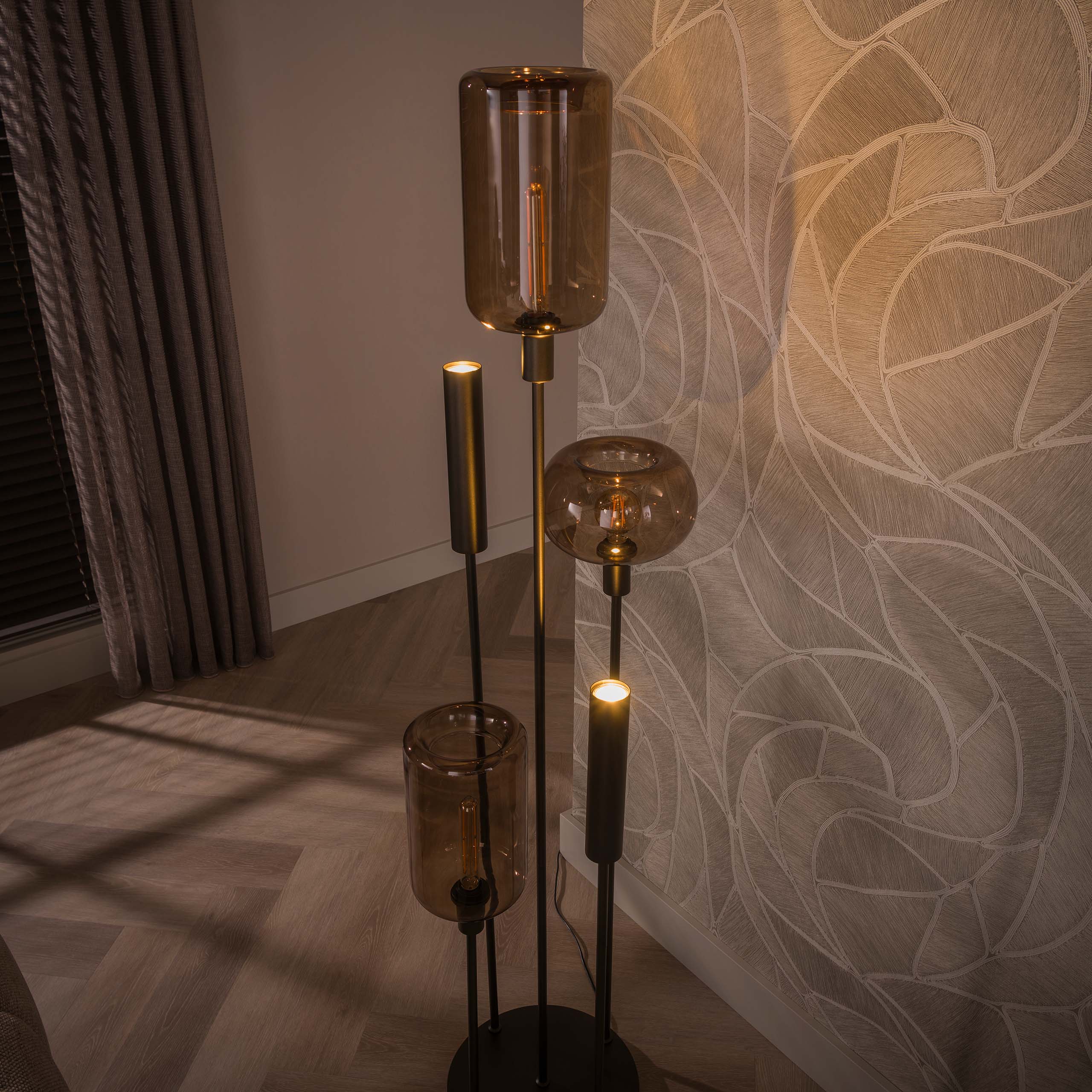 Vloerlamp Serene switch getrapt 2+3-lichts / Sienna bruin