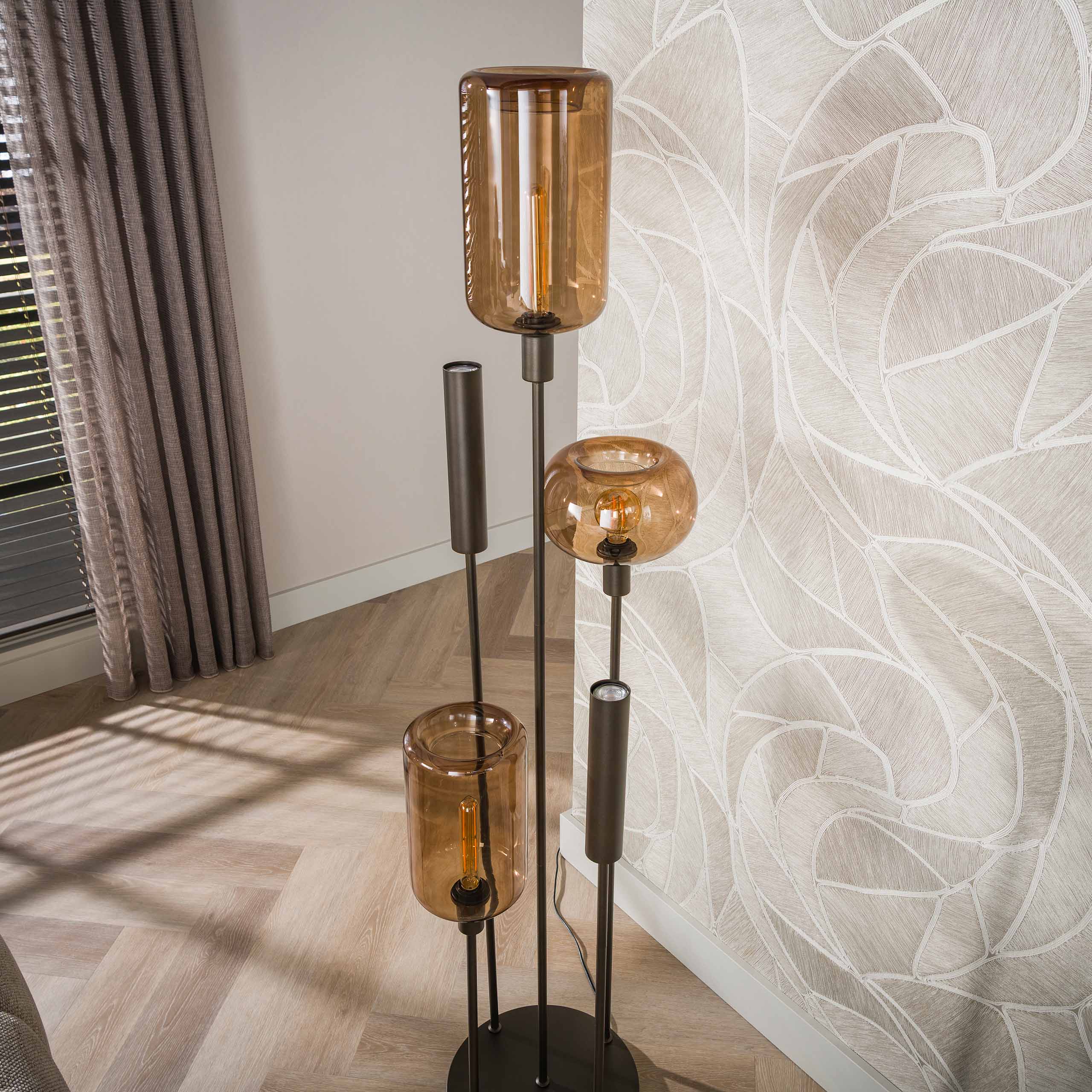Vloerlamp Serene switch getrapt 2+3-lichts / Sienna bruin