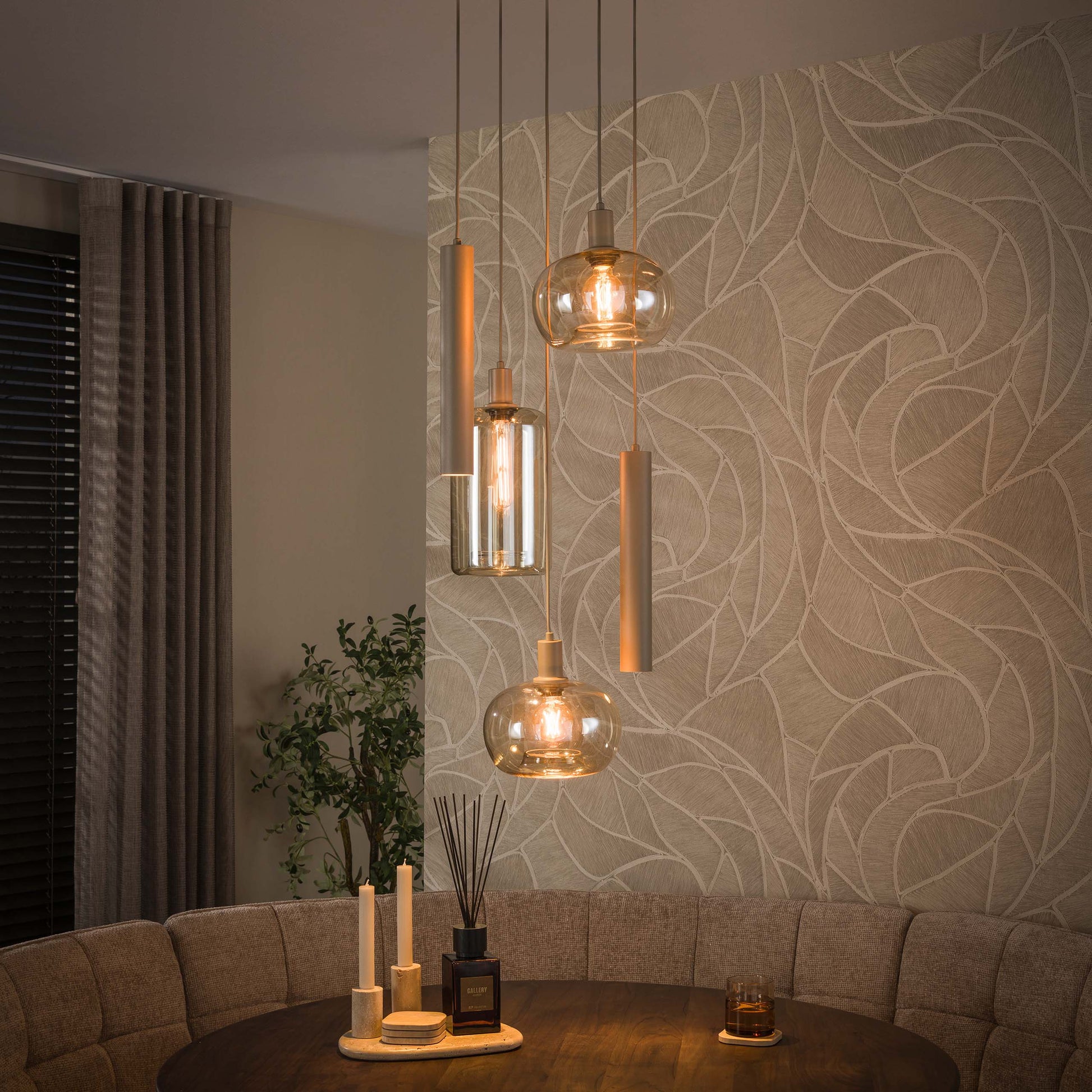 Hanglamp Serene getrapt 5-lichts / Beige
