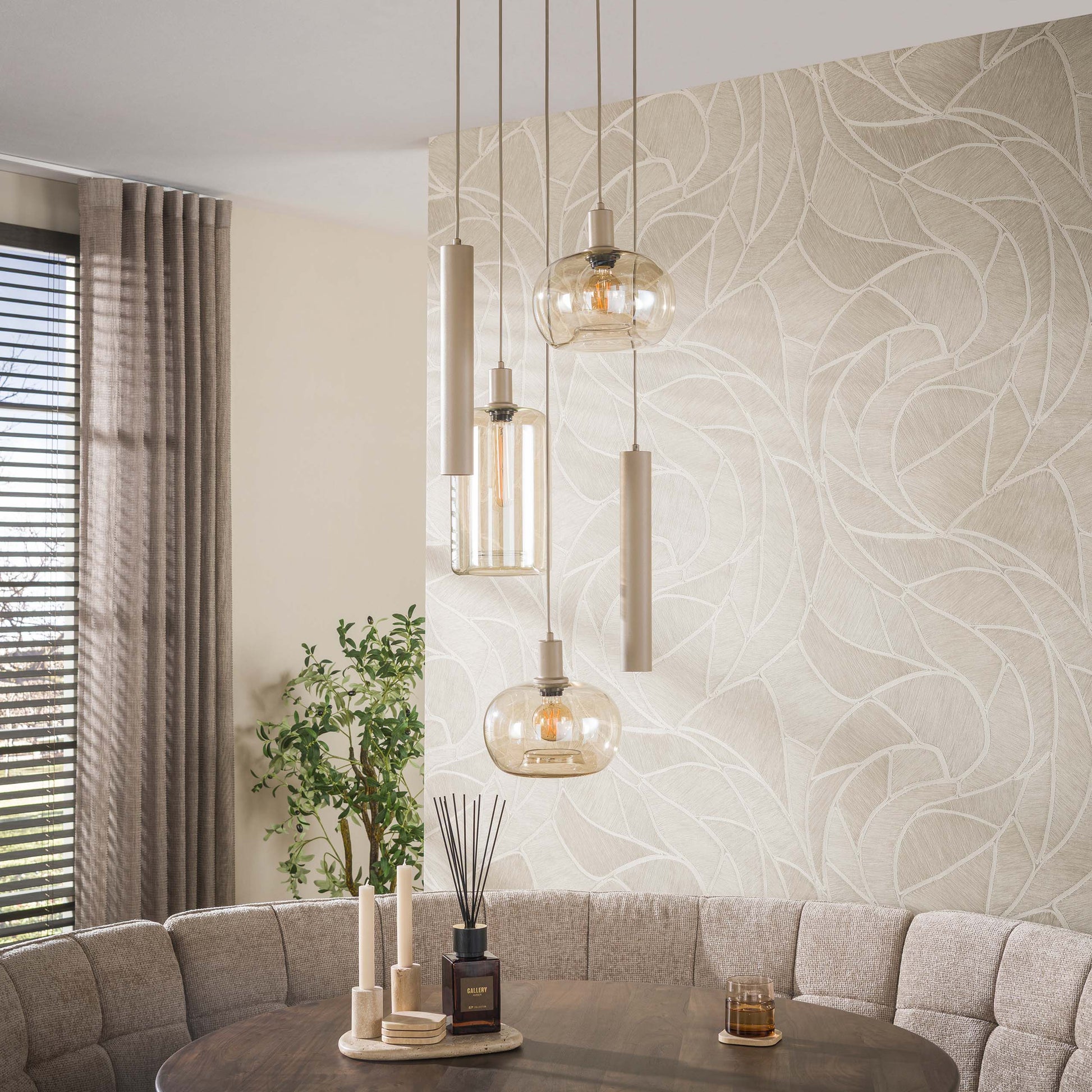 Hanglamp Serene getrapt 5-lichts / Beige