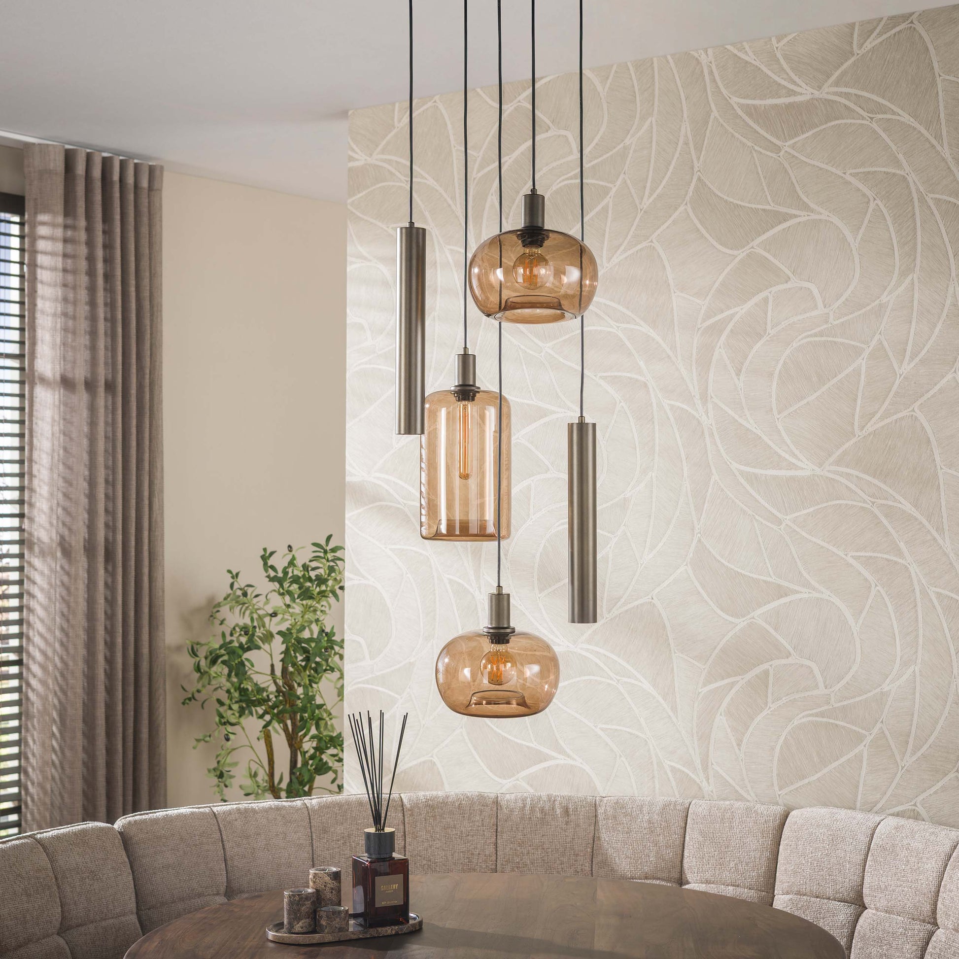 Hanglamp Serene getrapt 5-lichts / Sienna bruin