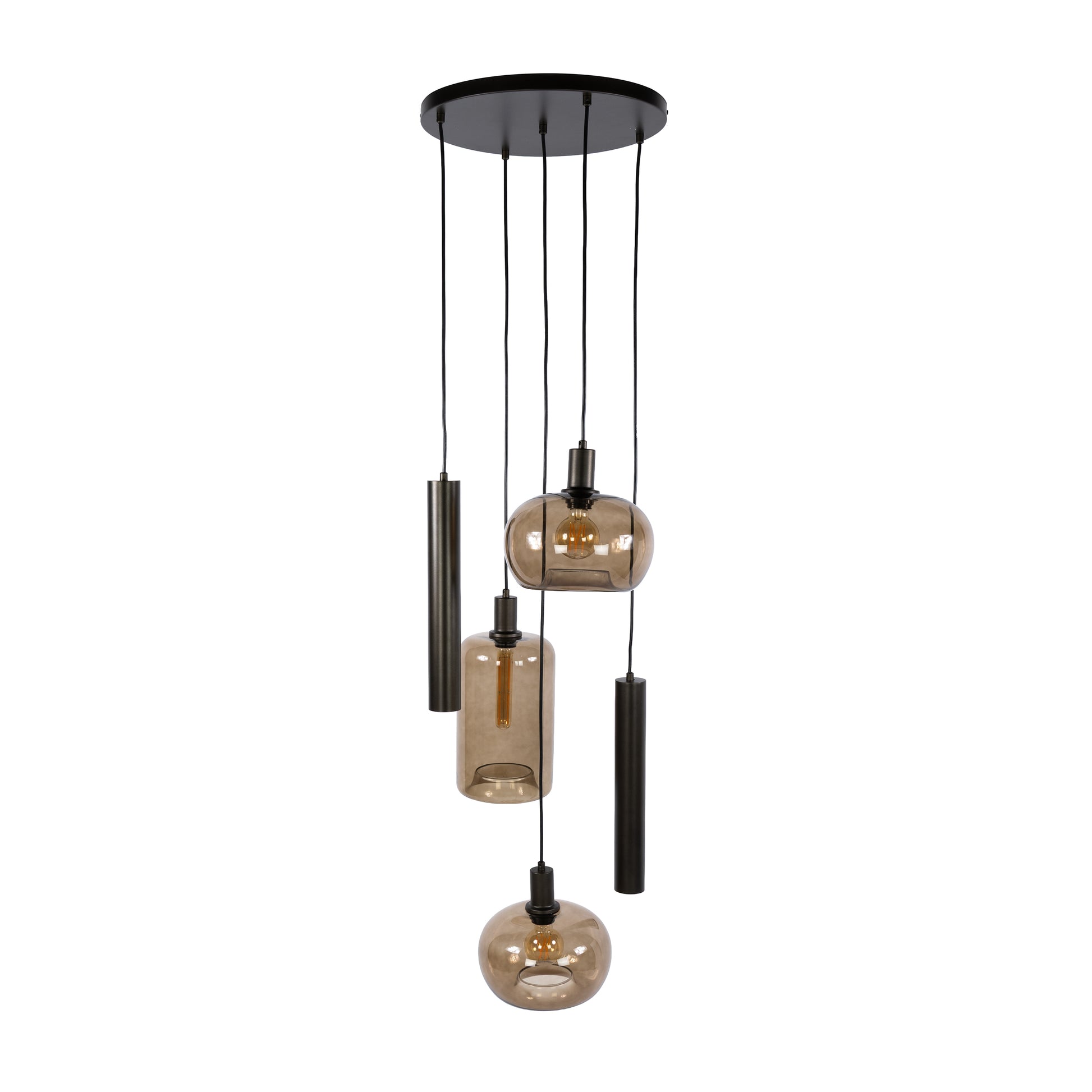 Hanglamp Serene getrapt 5-lichts / Sienna bruin