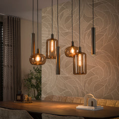 Hanglamp Serene 4+3-lichts / Sienna bruin
