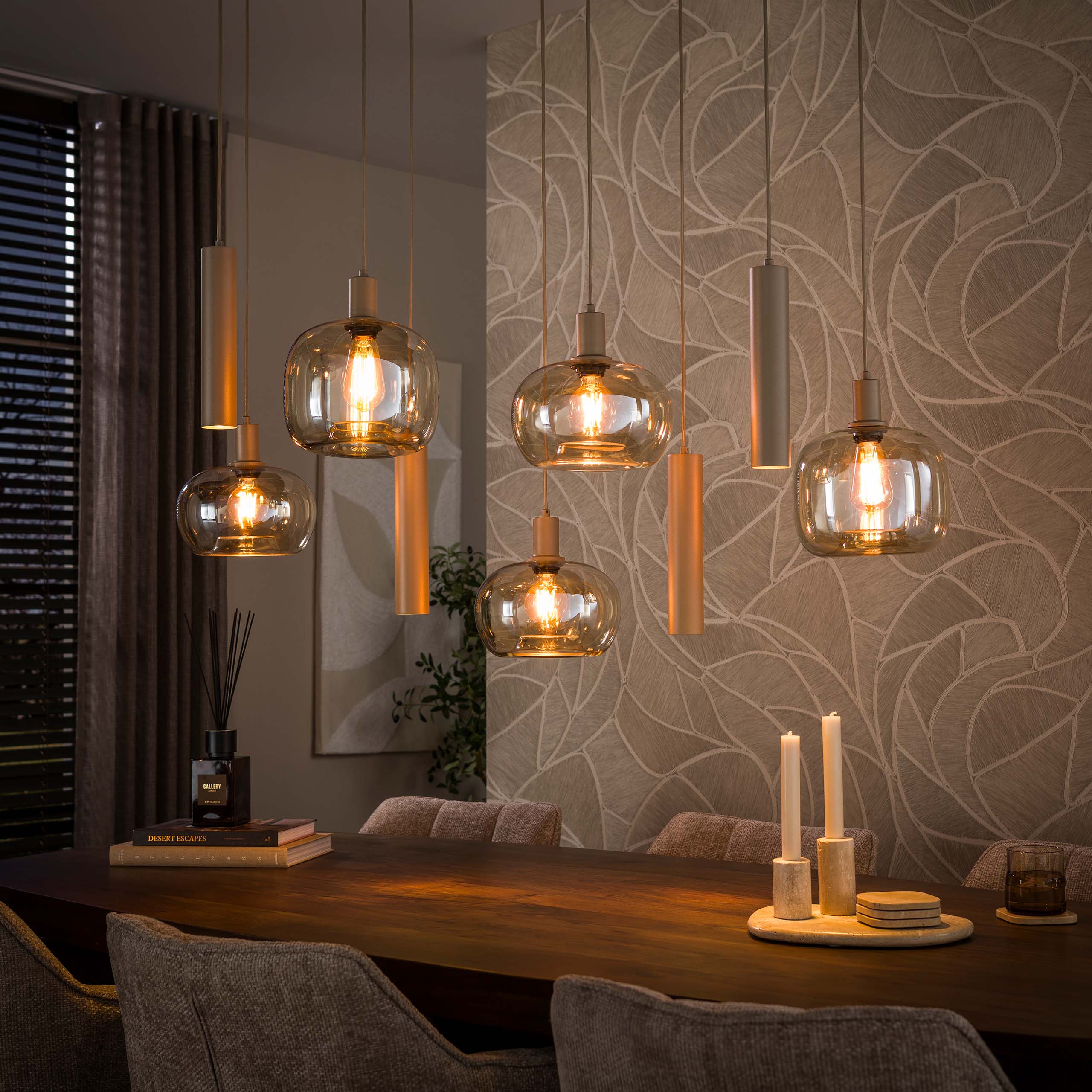 Hanglamp Serene 5+4-lichts / Beige