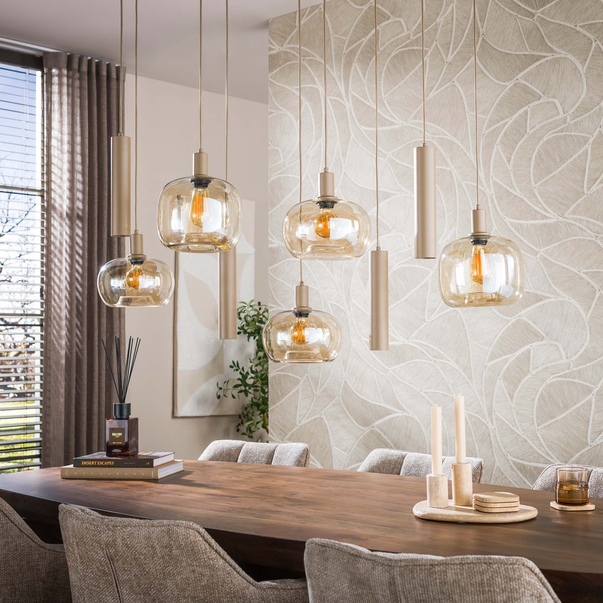 Hanglamp Serene 5+4-lichts / Beige