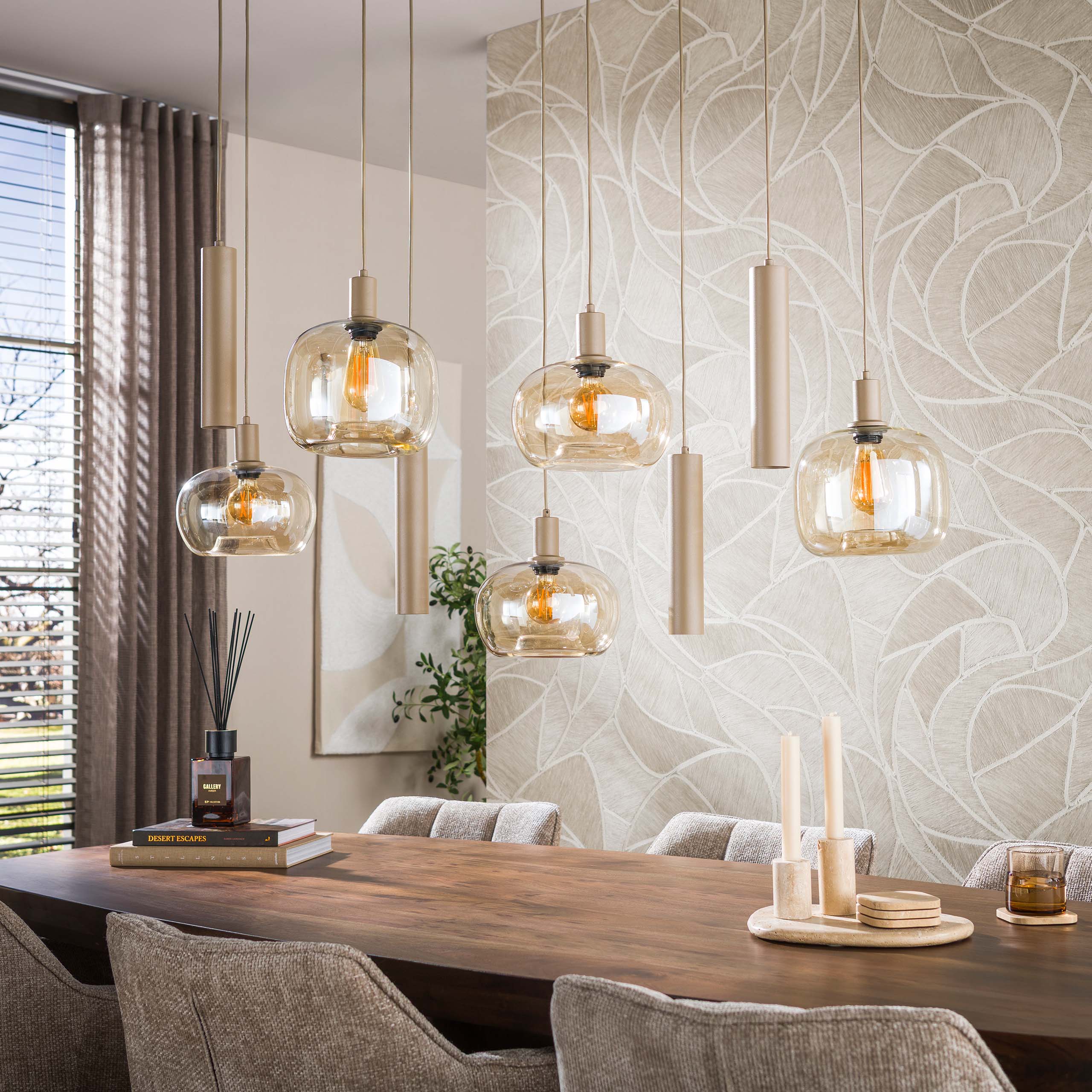 Hanglamp Serene 5+4-lichts / Beige