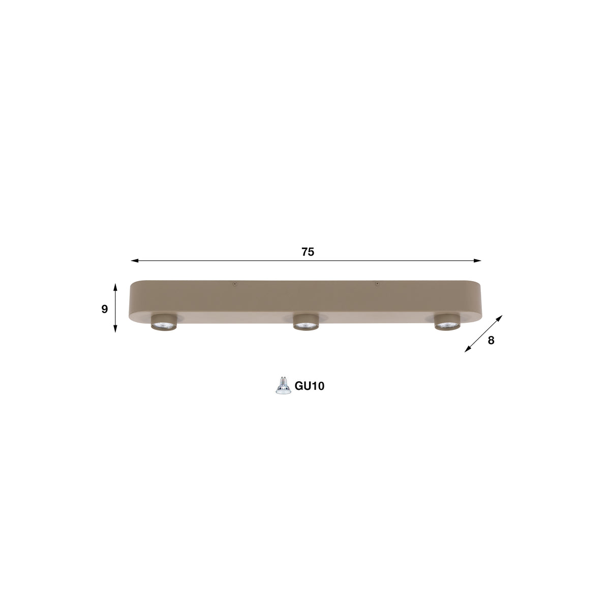 Plafondlamp Bar 3-lichts / Beige