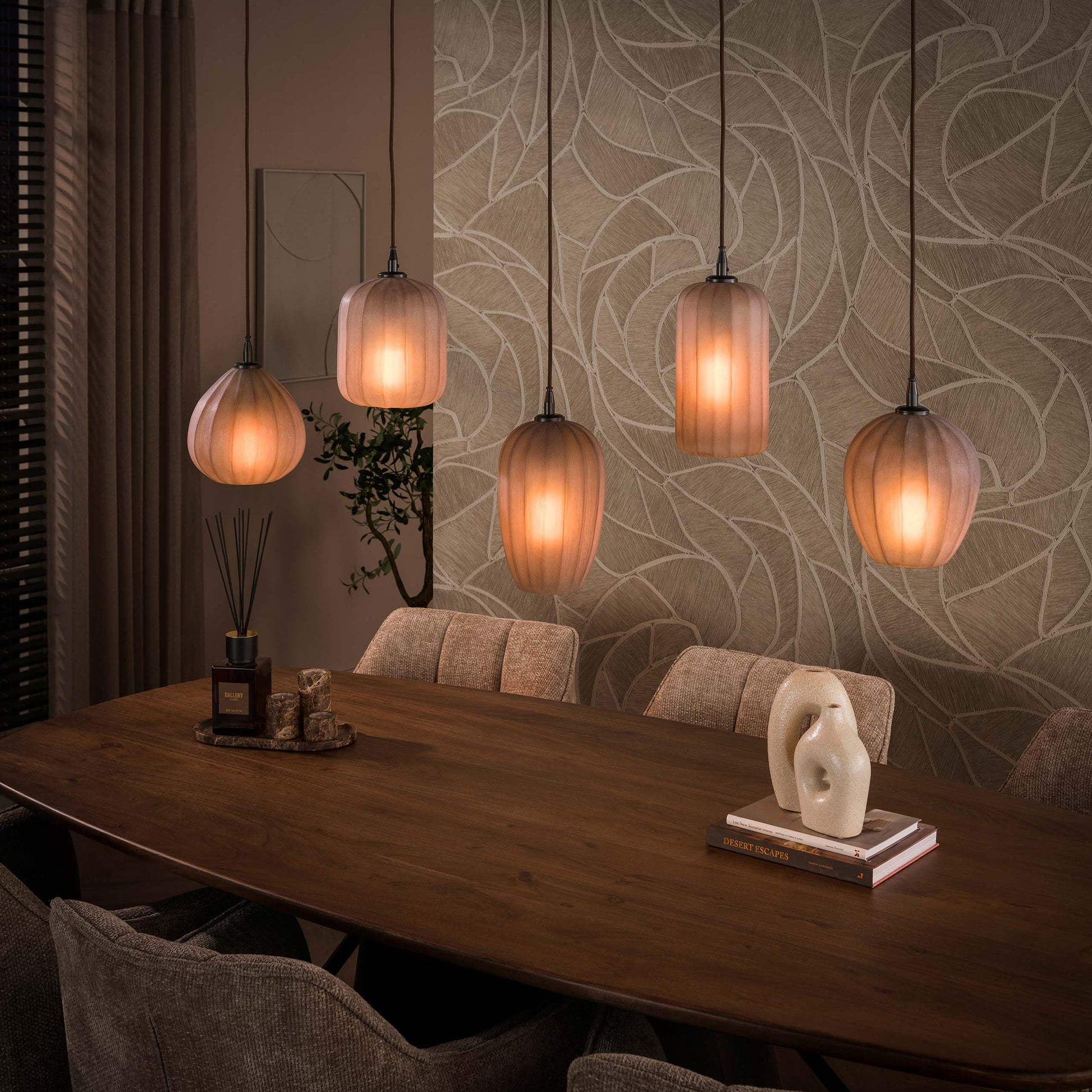 Hanglamp Altura 5-lichts / Sienna bruin-frosted