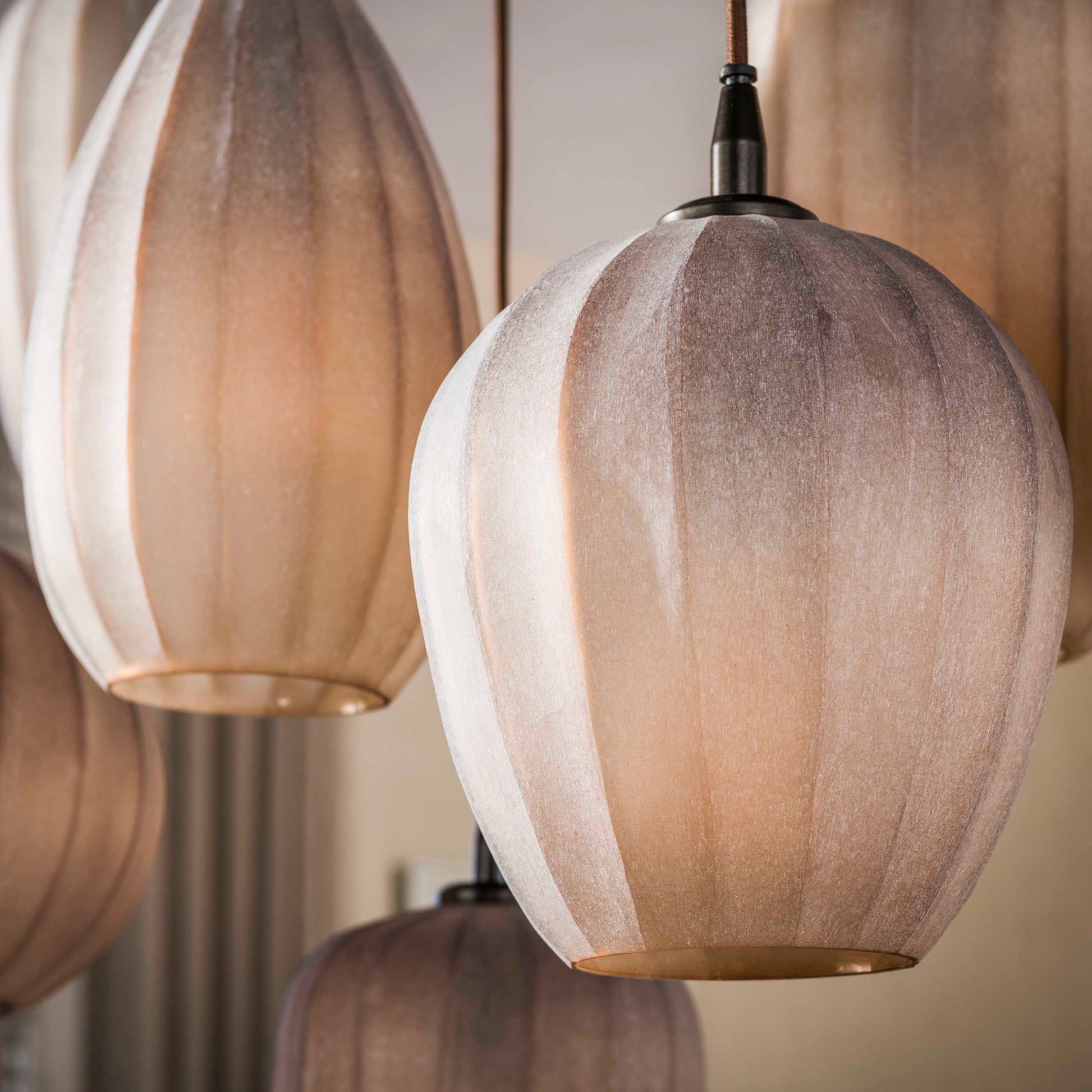Hanglamp Altura 4+3-lichts / Sienna bruin-frosted