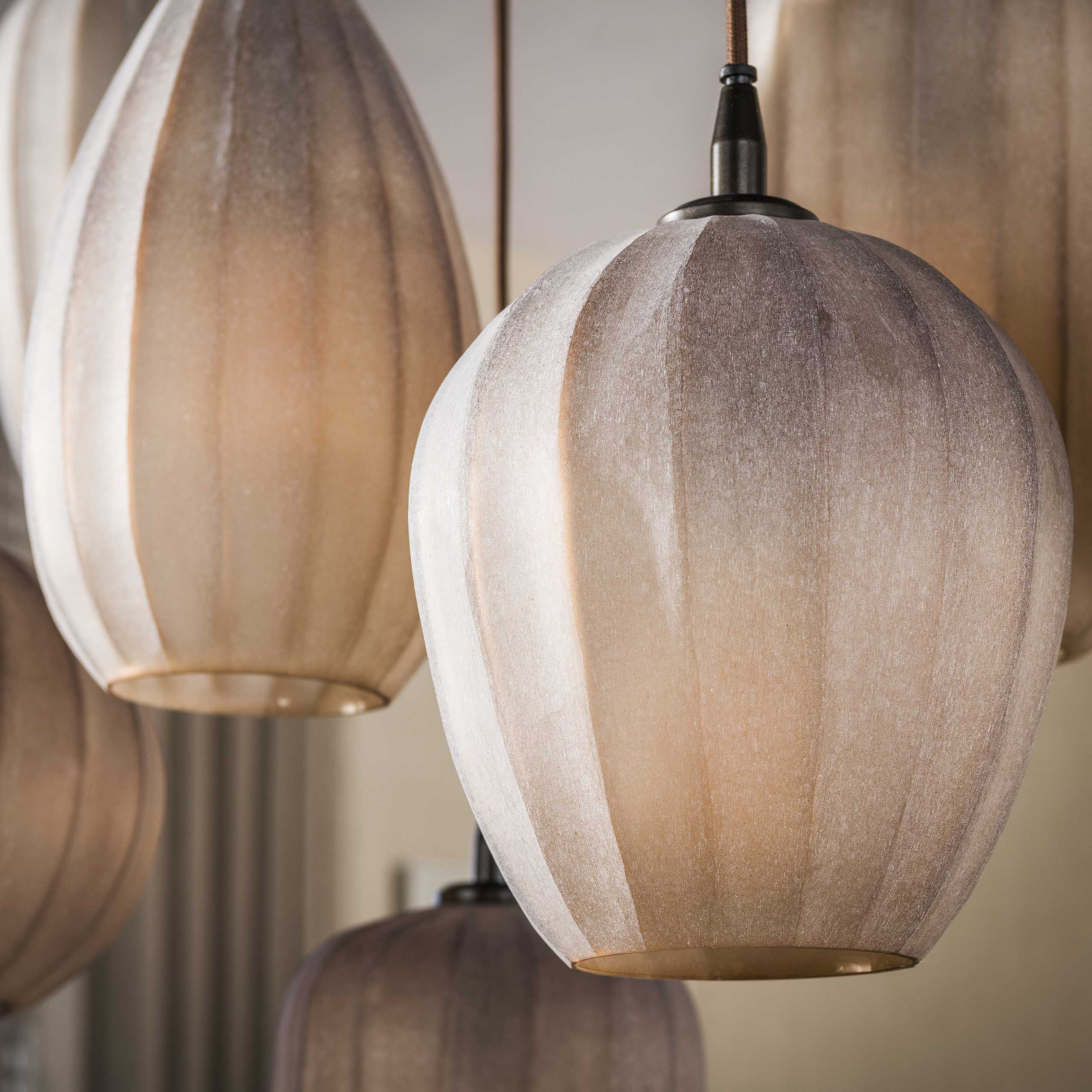 Hanglamp Altura 4+3-lichts / Sienna bruin-frosted