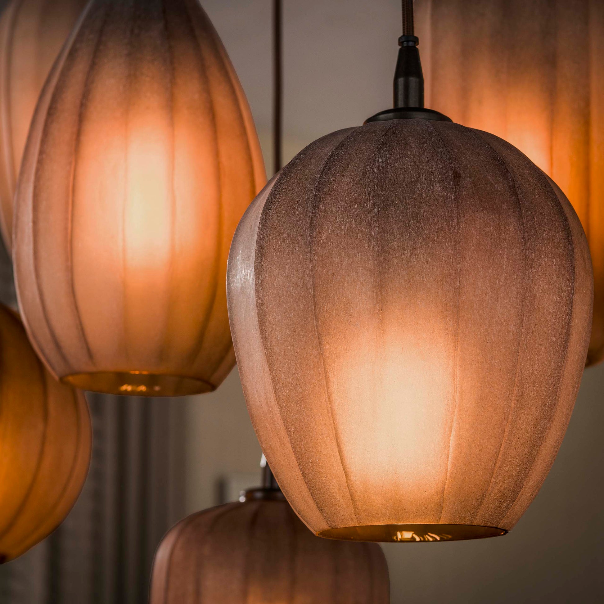 Hanglamp Altura 4+3-lichts / Sienna bruin-frosted
