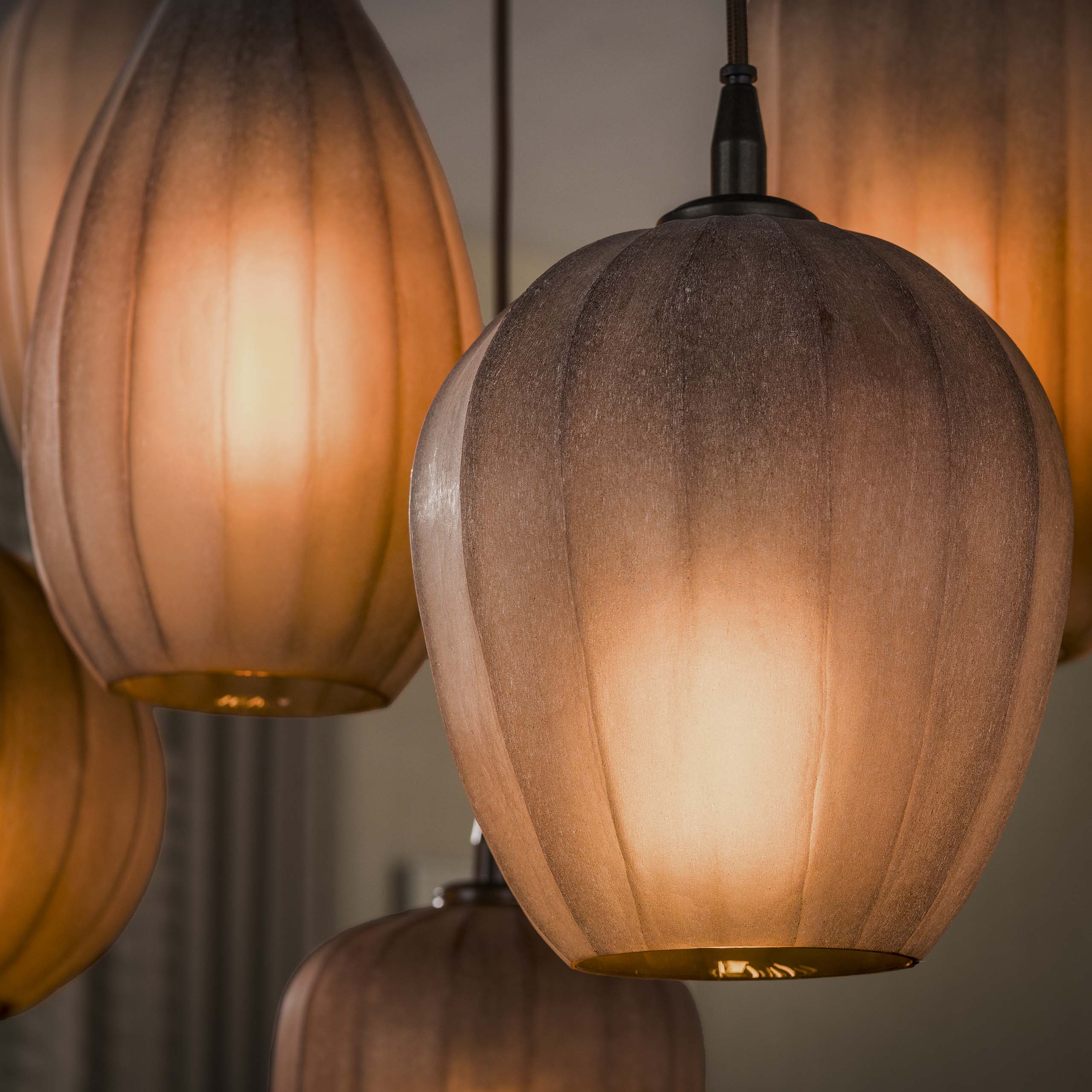 Hanglamp Altura 4+3-lichts / Sienna bruin-frosted