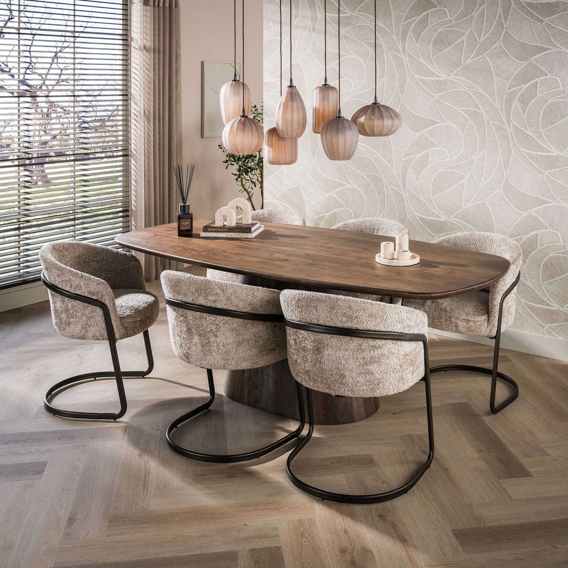 Hanglamp Altura 4+3-lichts / Sienna bruin-frosted