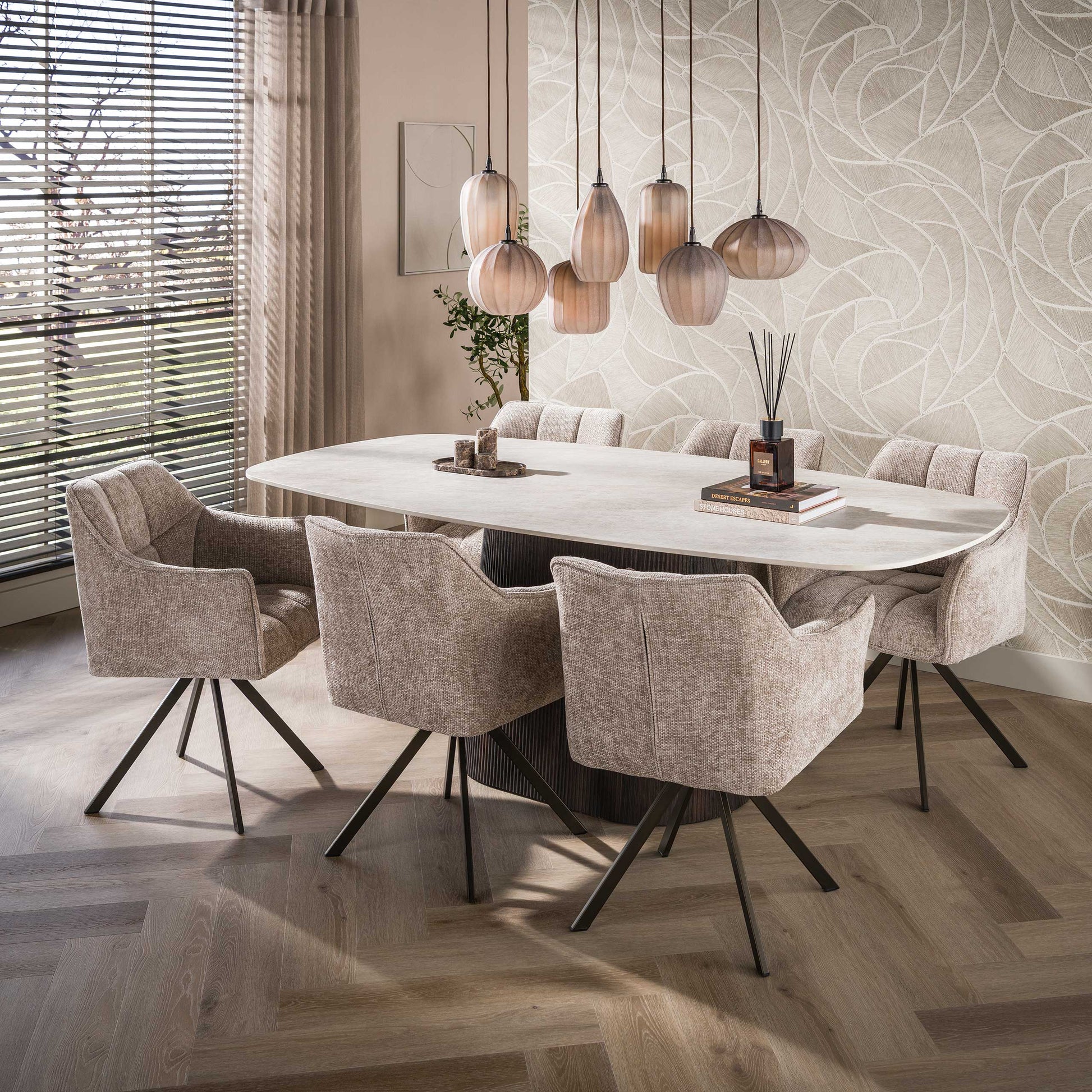 Hanglamp Altura 4+3-lichts / Sienna bruin-frosted