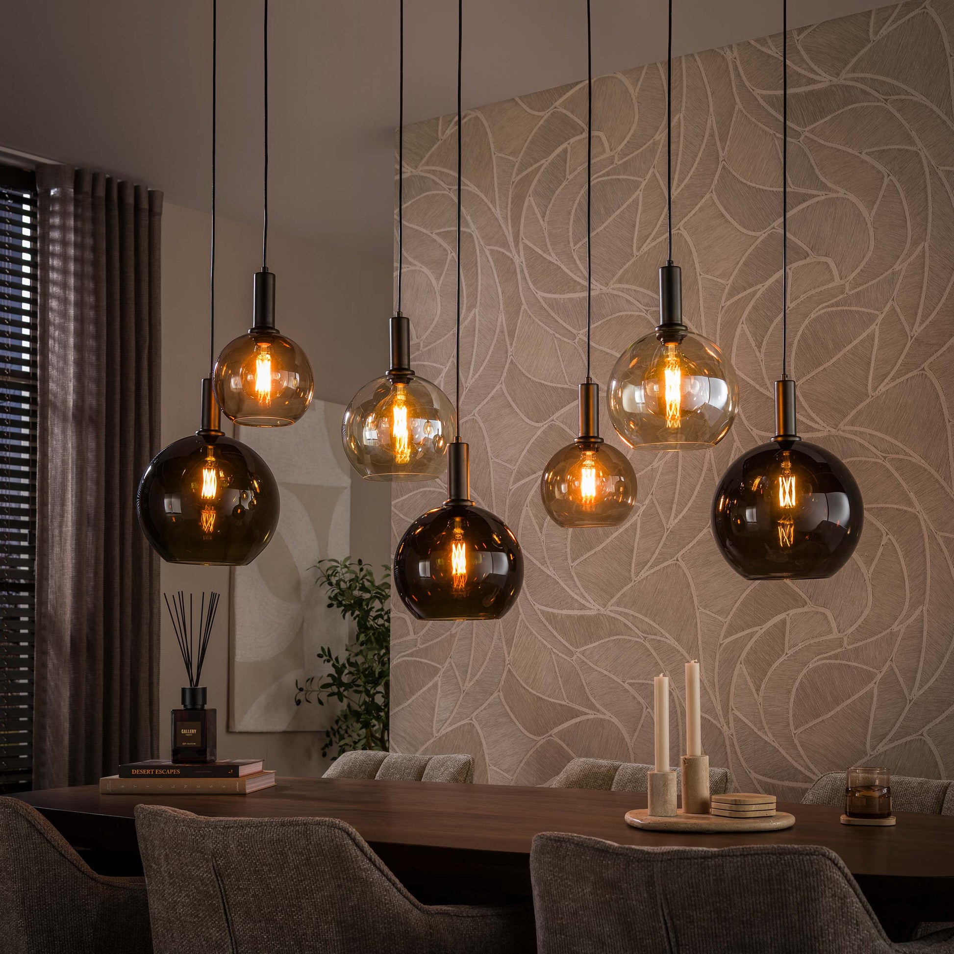 Hanglamp Moka 4+3-lichts / Multi bruin