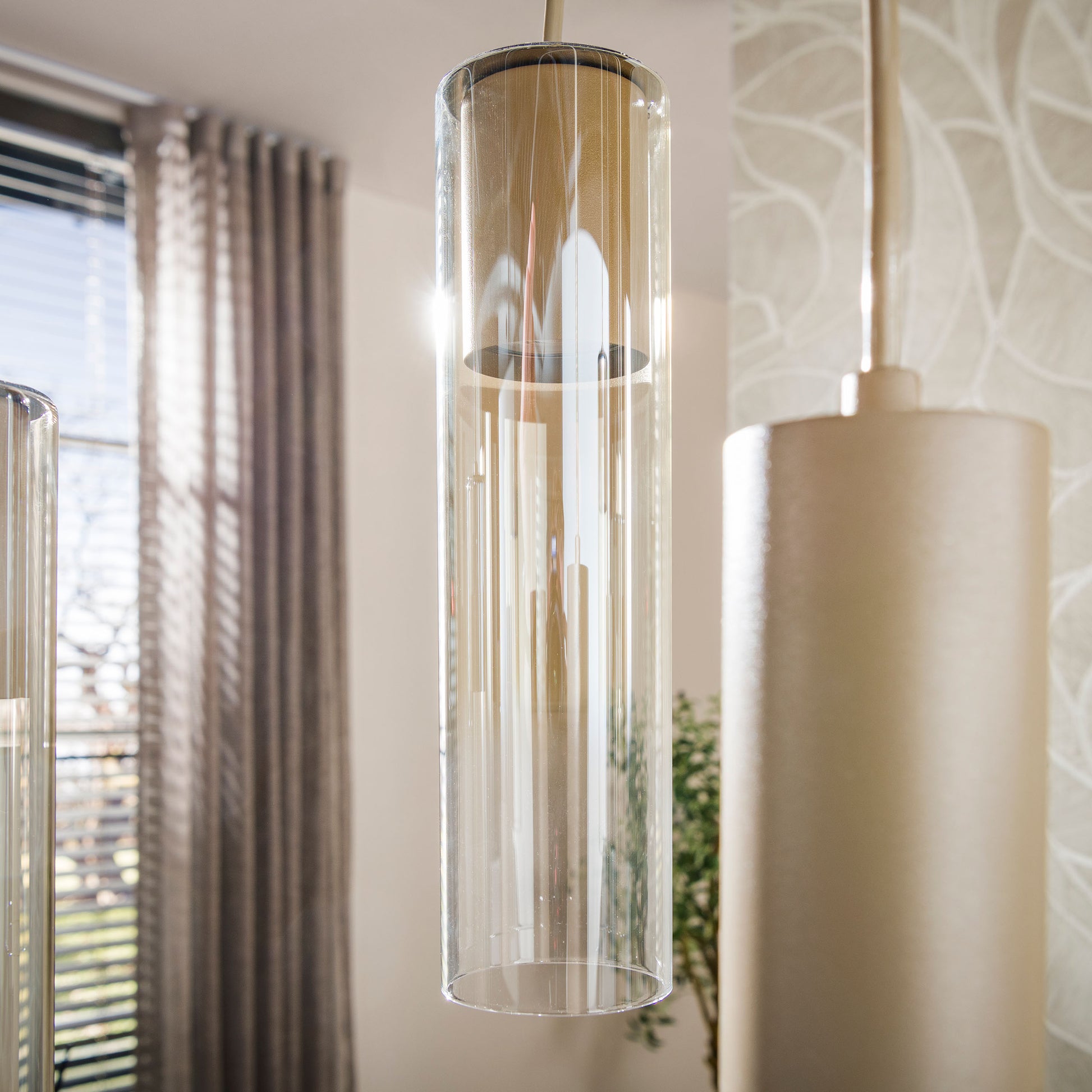 Hanglamp Lungo 4+3-lichts / Beige