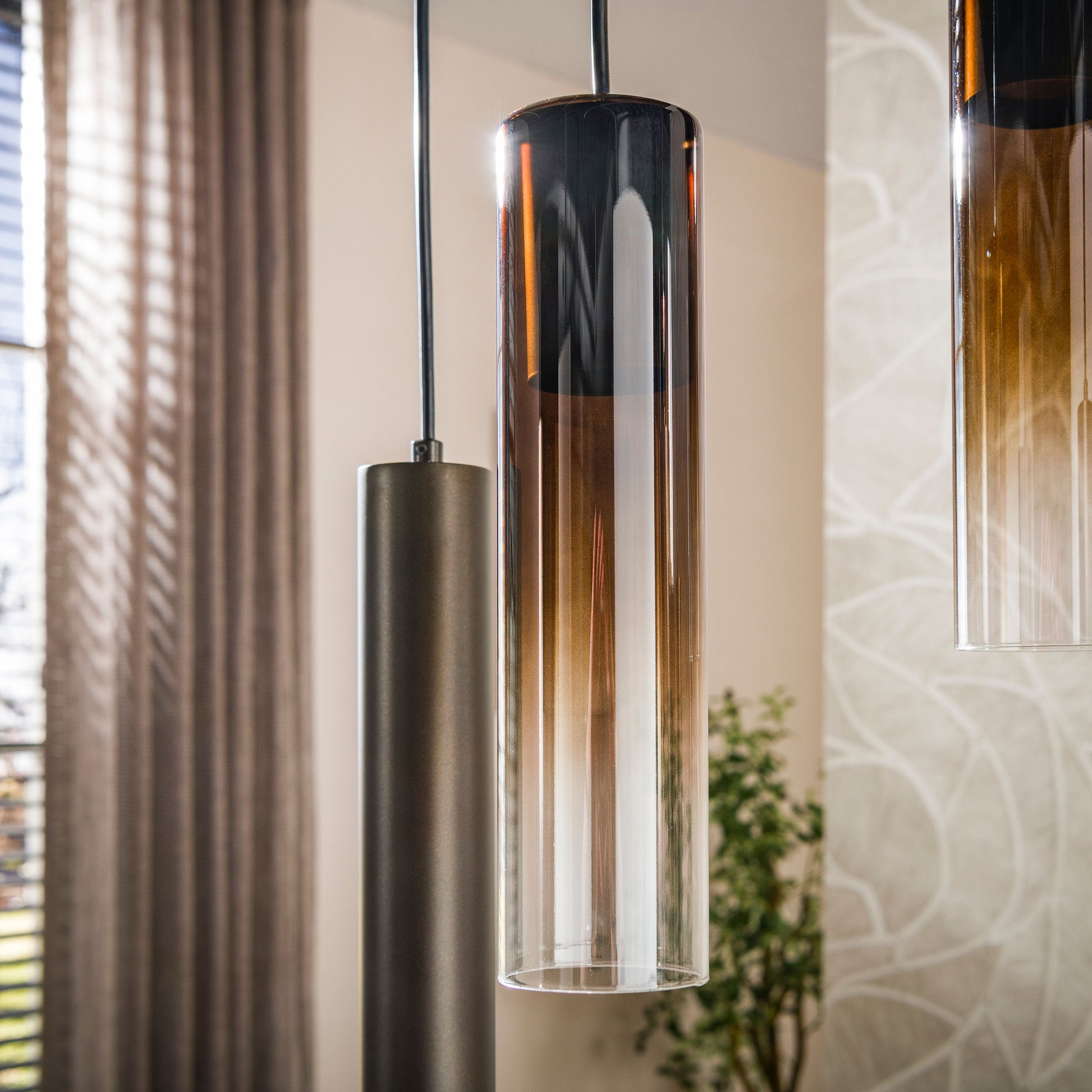 Hanglamp Lungo 4+3-lichts / Sienna bruin