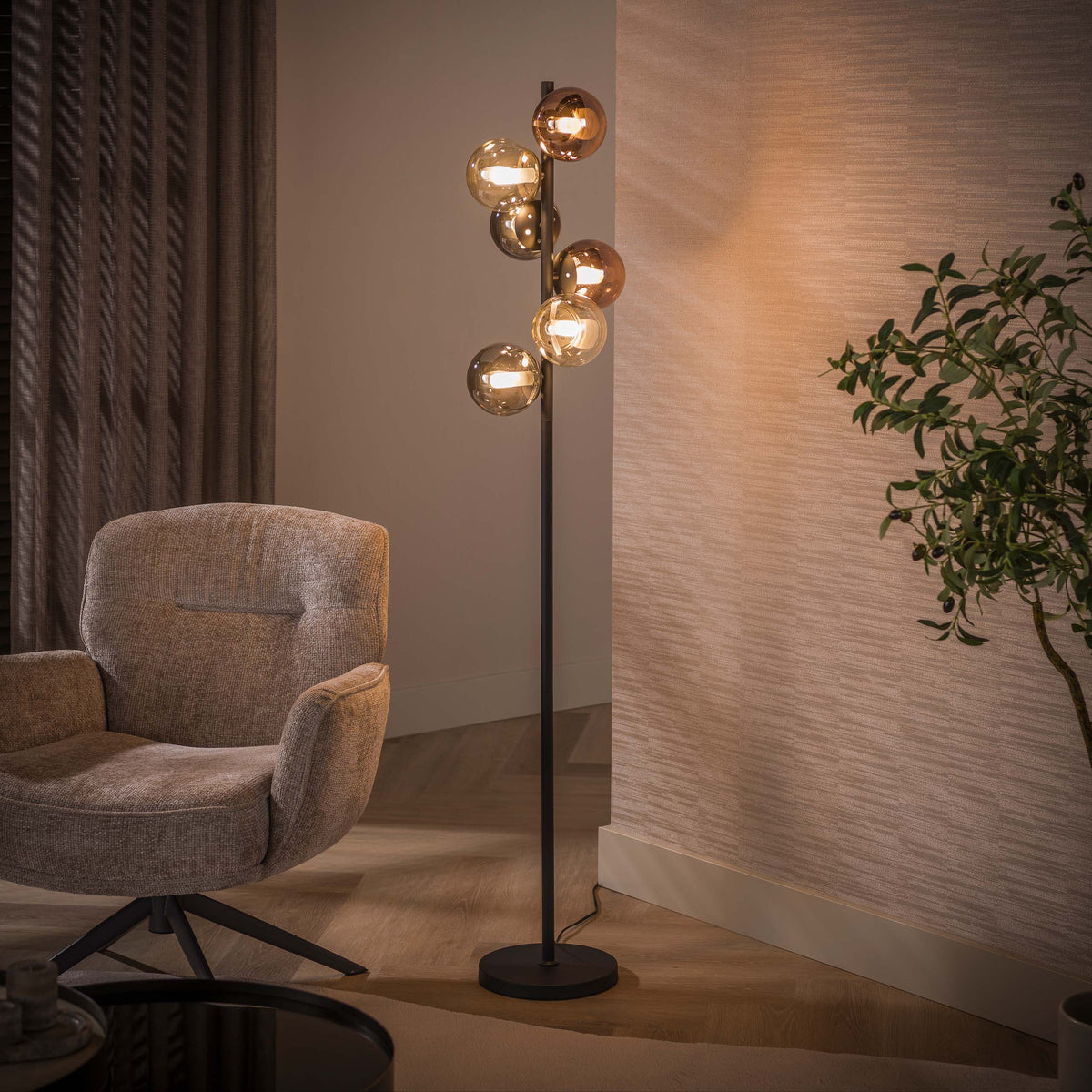 Vloerlamp Orb 6-lichts / Zwart
