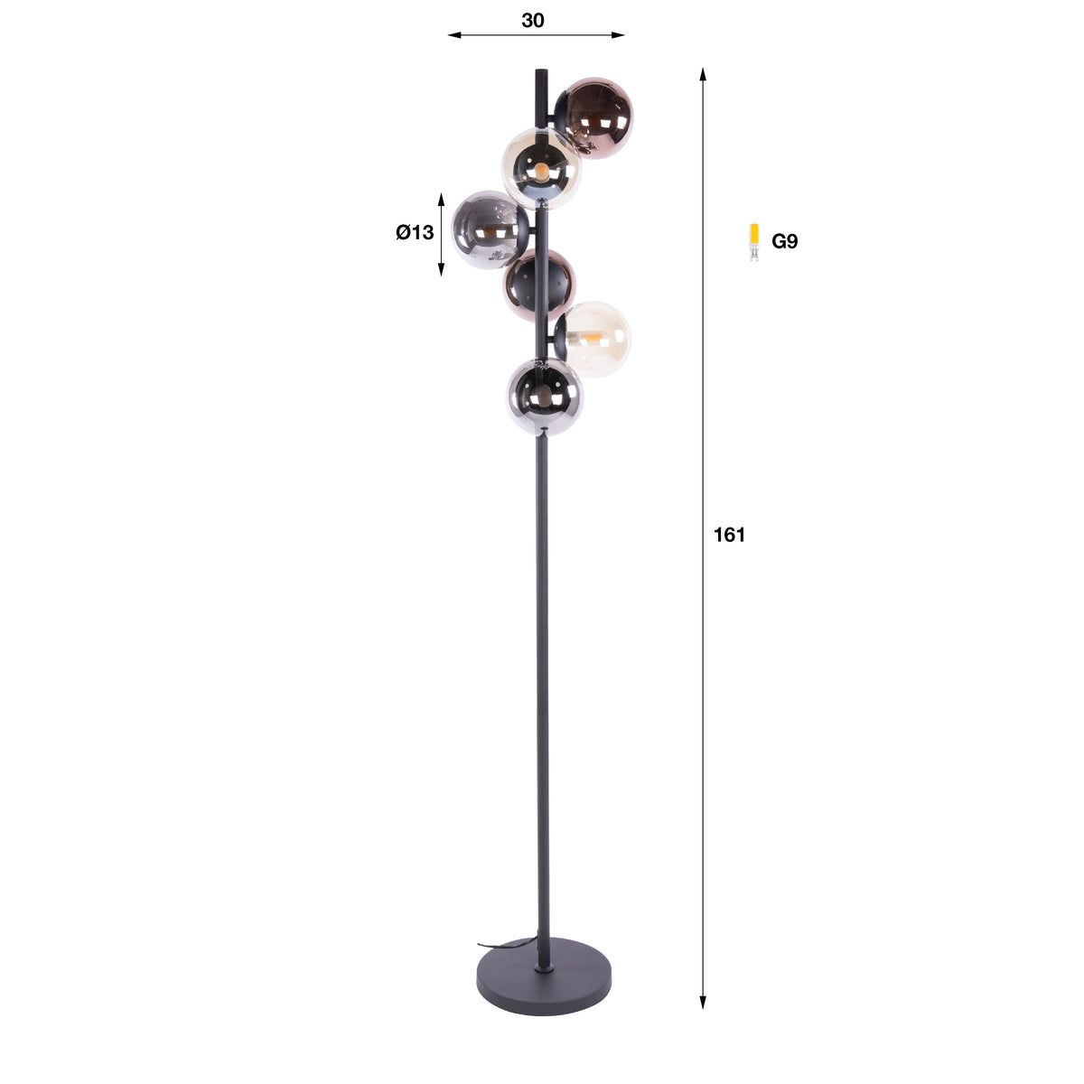 Vloerlamp Orb 6-lichts / Zwart