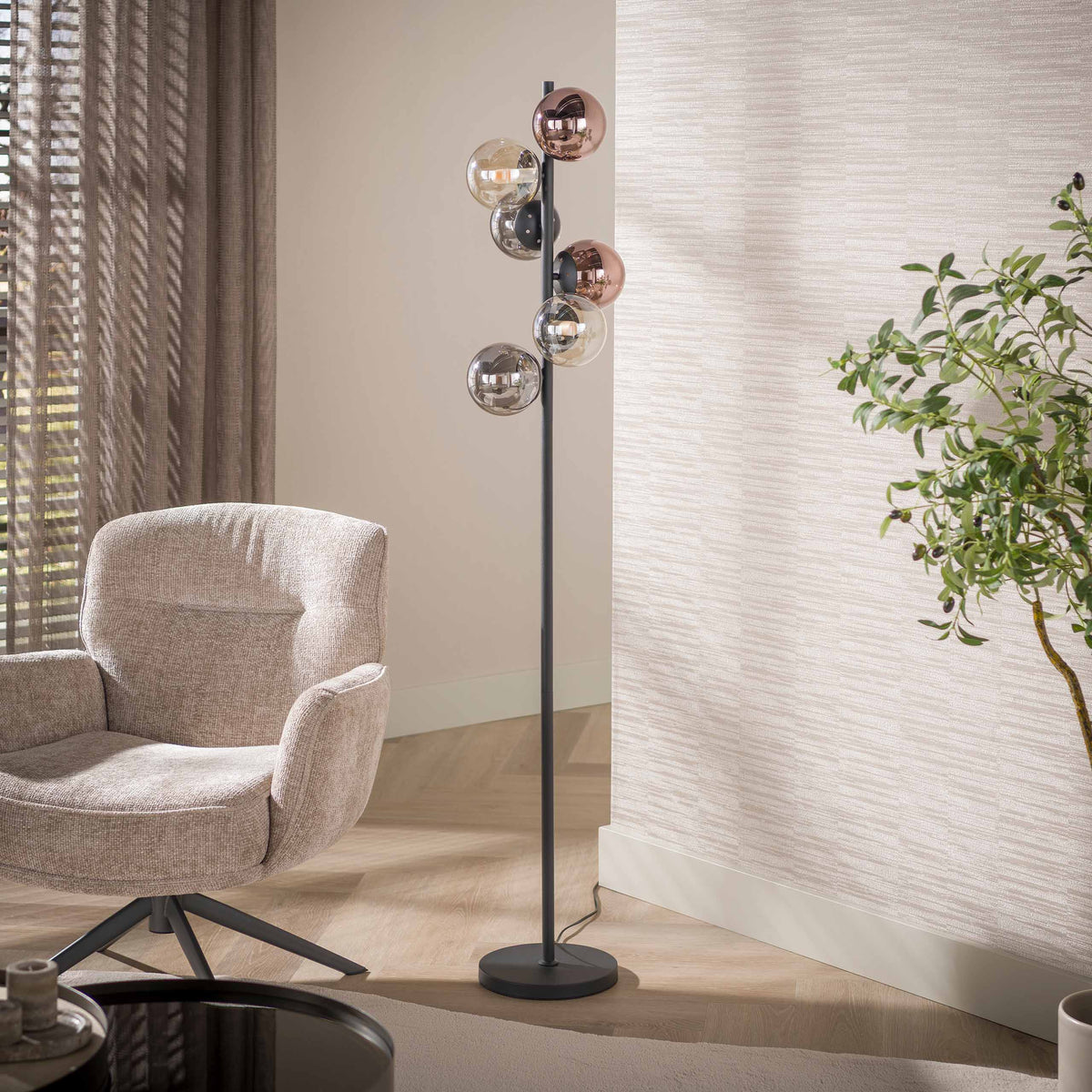 Vloerlamp Orb 6-lichts / Zwart