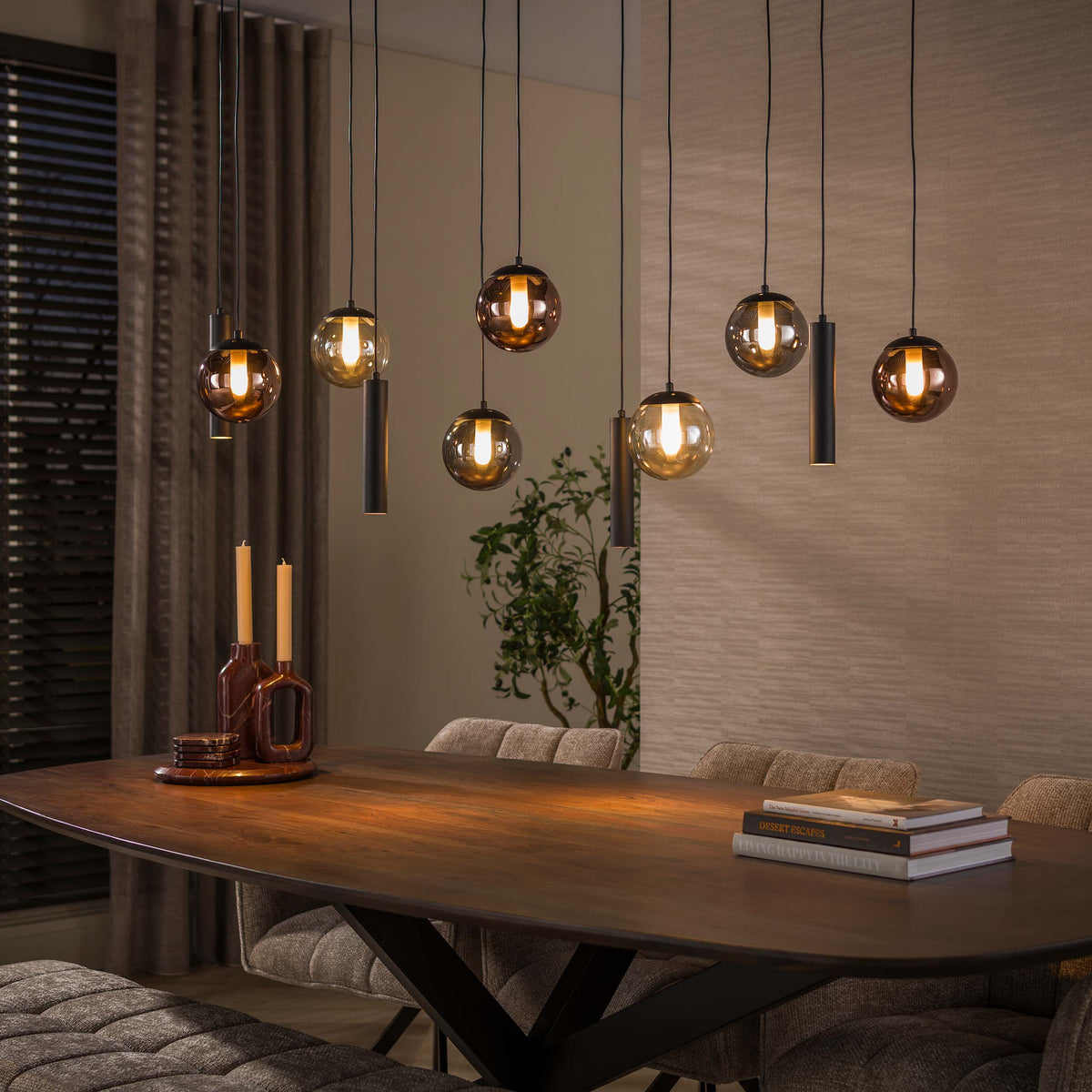 Hanglamp Orb 6+5-lichts / Zwart