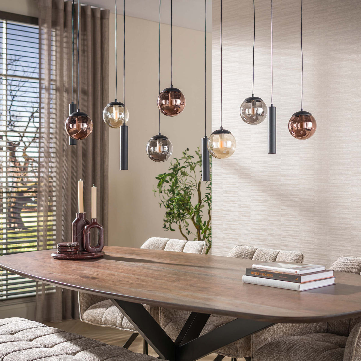 Hanglamp Orb 6+5-lichts / Zwart