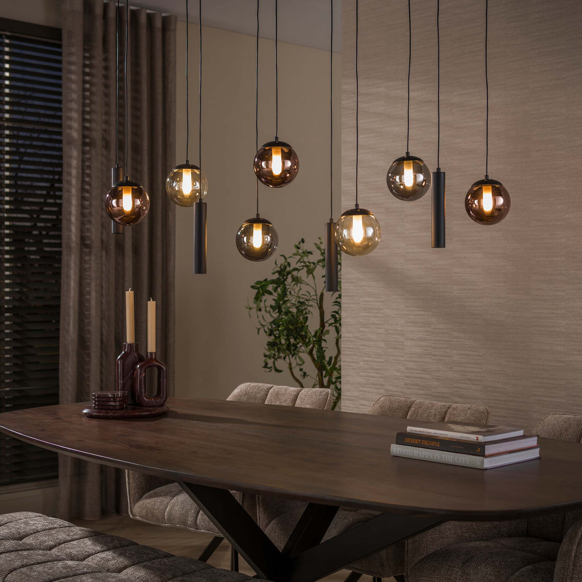 Hanglamp Orb 6+5-lichts / Zwart