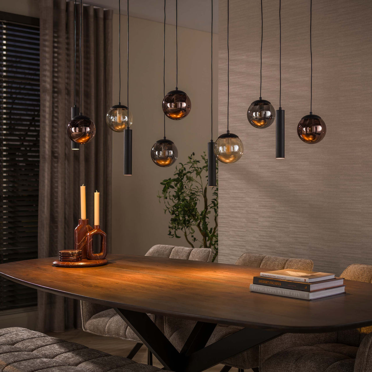 Hanglamp Orb 6+5-lichts / Zwart