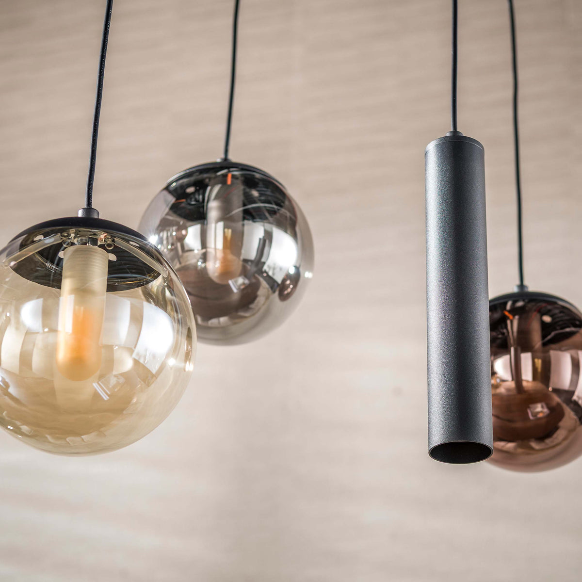 Hanglamp Orb 6+5-lichts / Zwart
