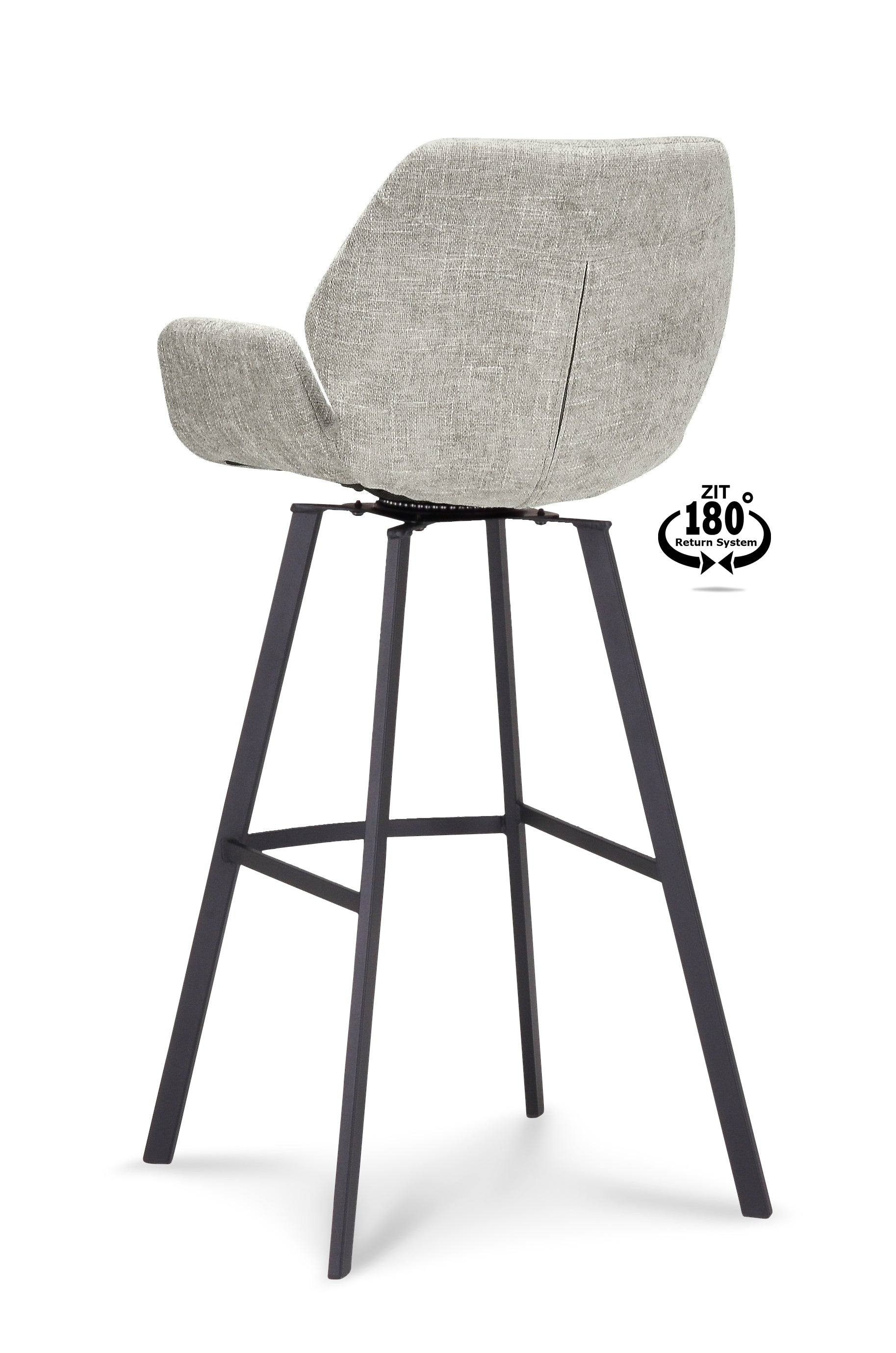 Barkruk met armleuning Luton - ZH 80 Stof Miami Taupe Poot Black 180° Return-system