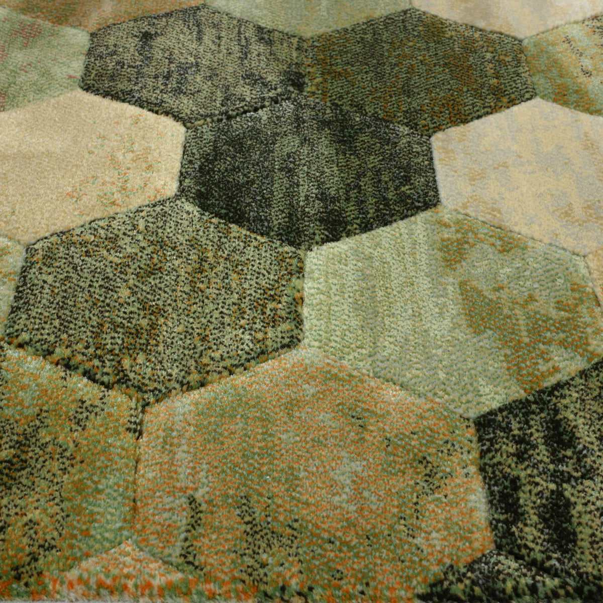 Vloerkleed Amado Groen Multicolor - detail honingraat