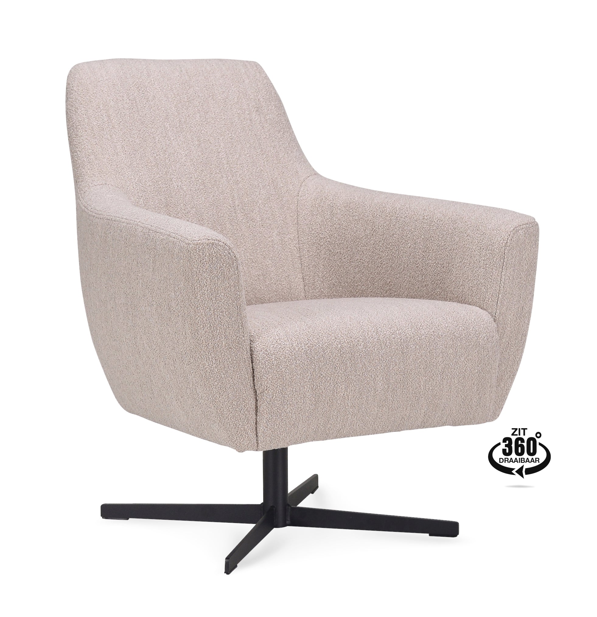 Fauteuil Harbour Stof Alpine Natural Poot Zwart 360° Draaibaar