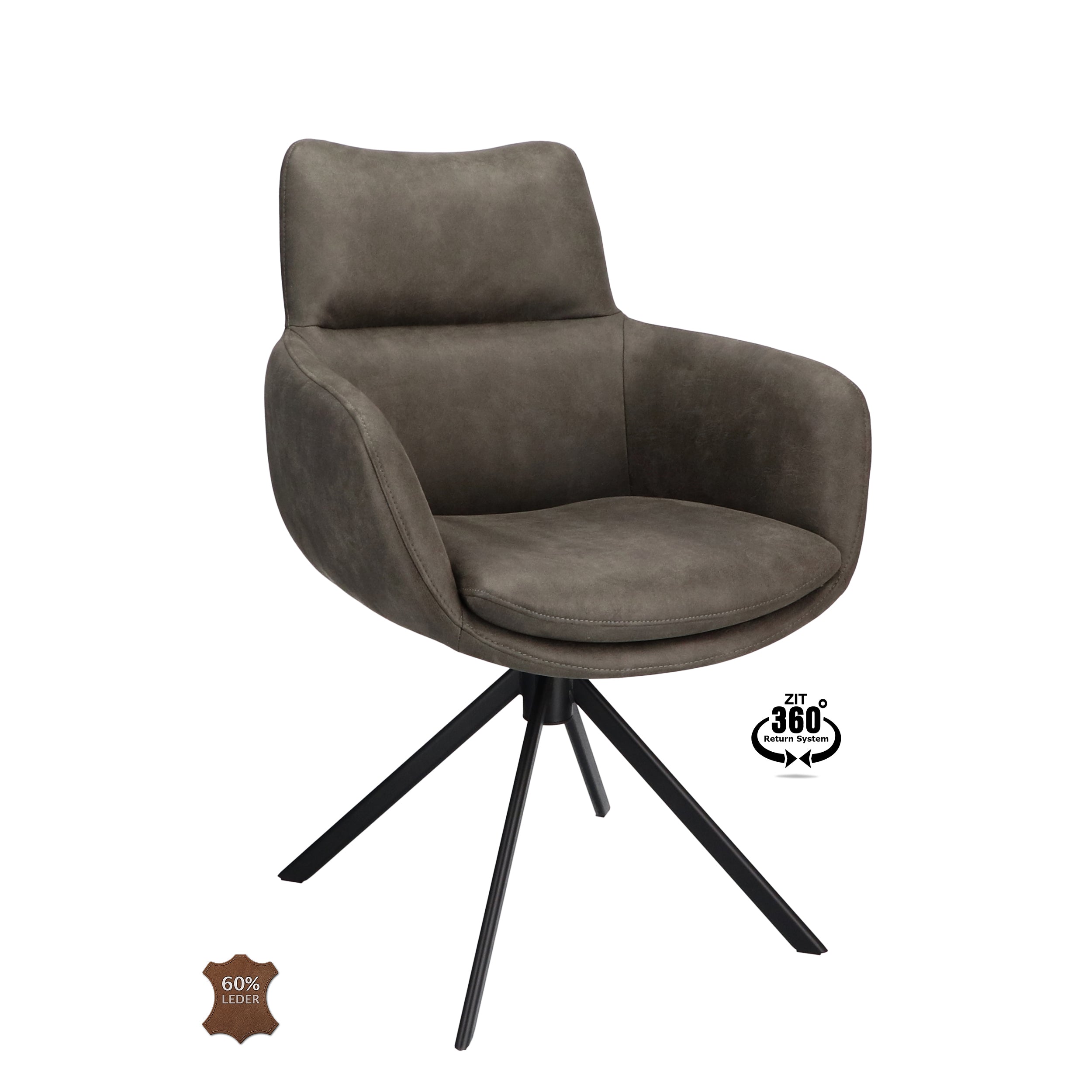 Armstoel Soho Microleder Bull Graphite Leg Black 360° Return-system