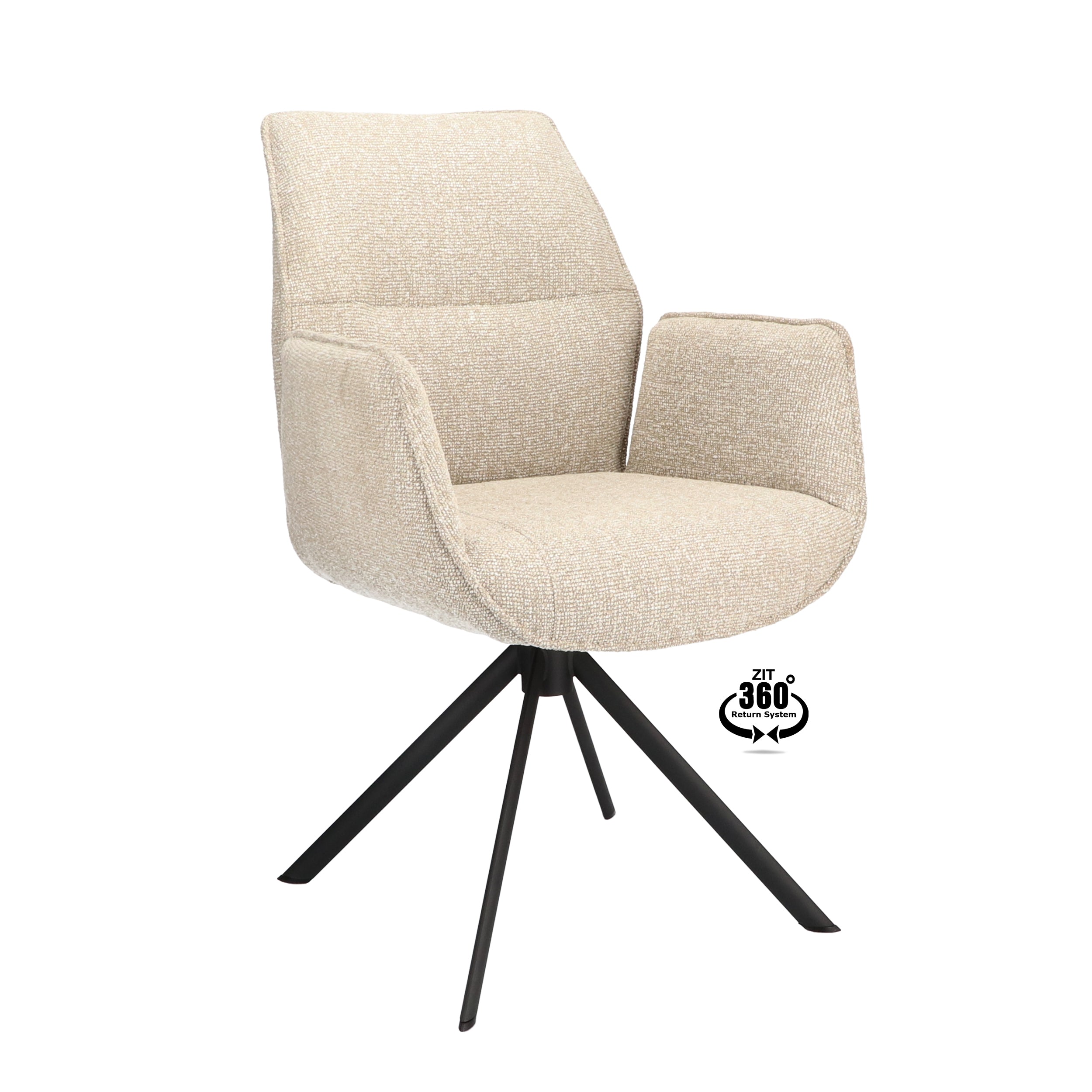 Armstoel Onyx Stof Lodge Beige Leg Black 360° Return-system