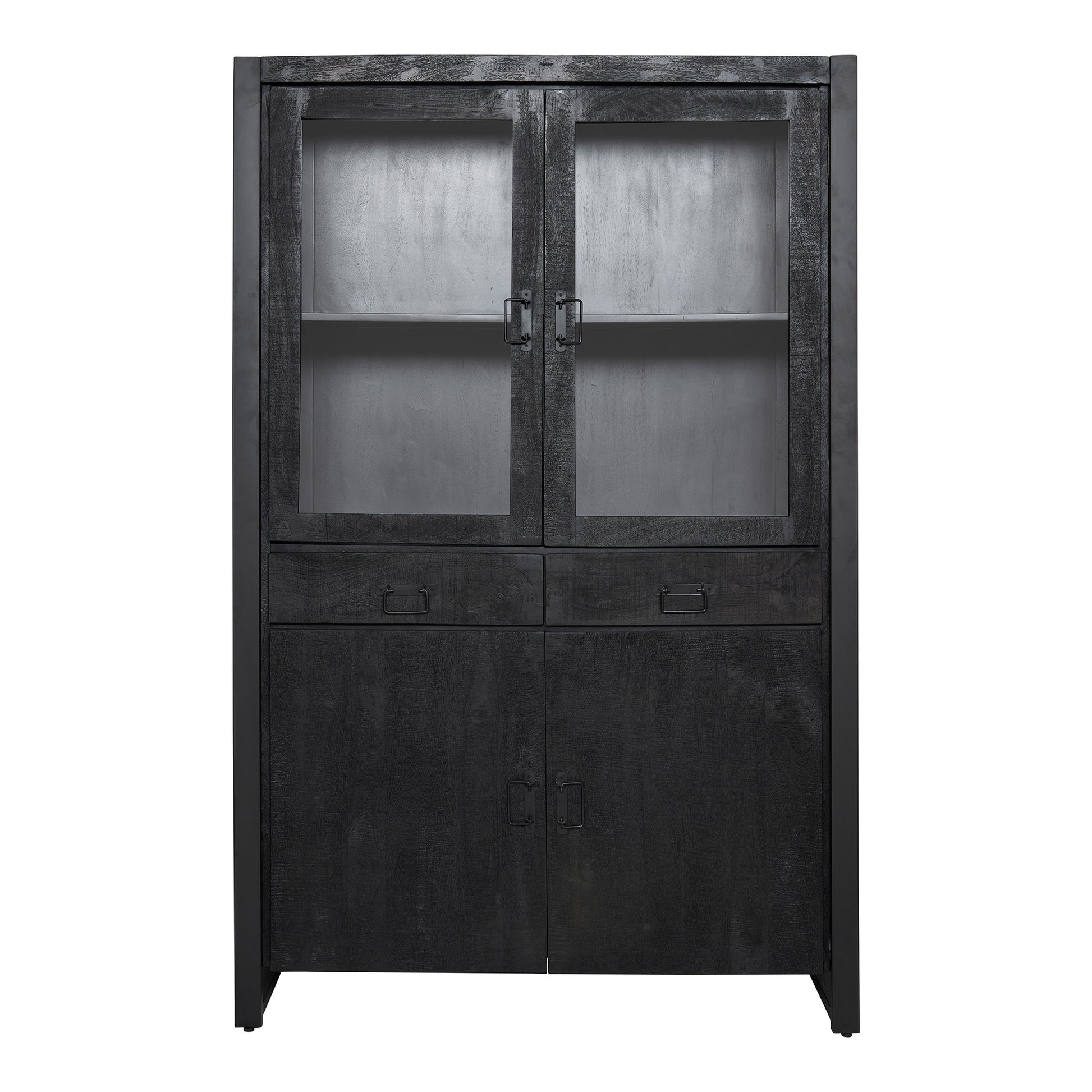 Vitrinekast Boaz Zwart Mangohout 115 cm