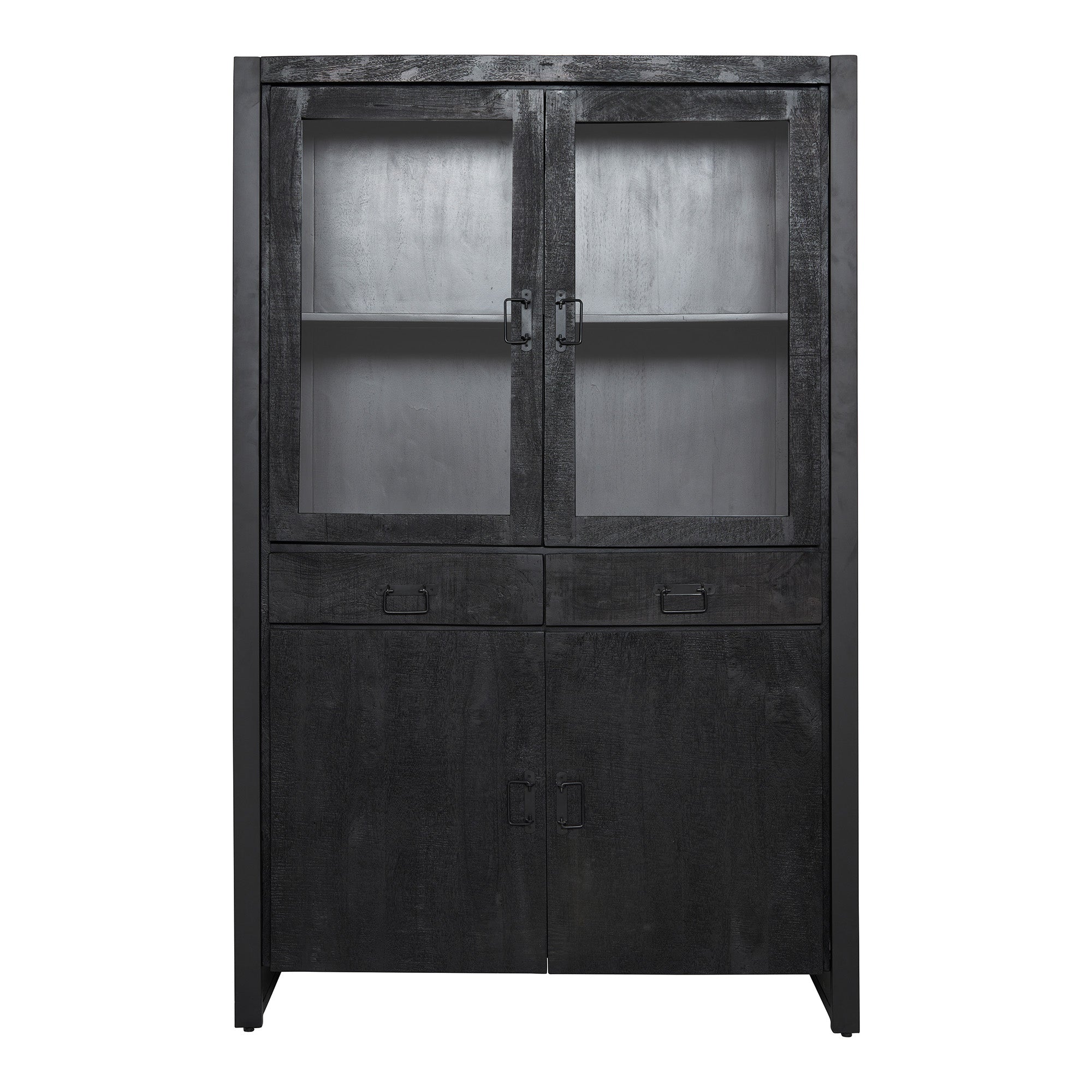 Vitrinekast Boaz Zwart Mangohout 115 cm