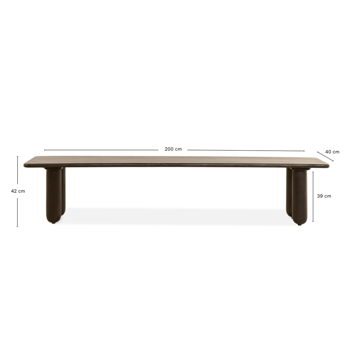 Eetbank Rondo - 200 cm Donkerbruin