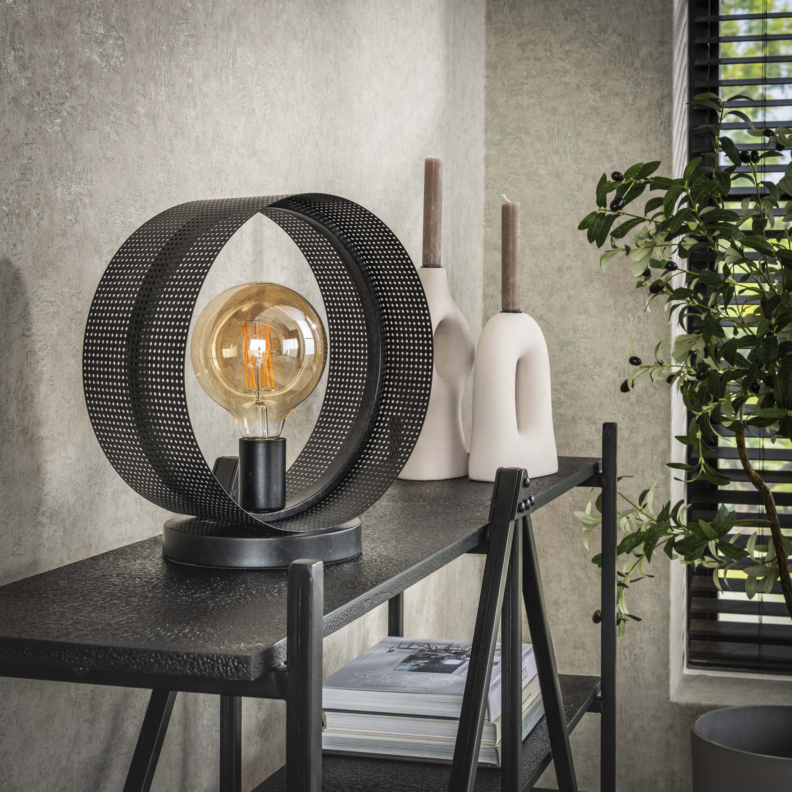 Tafellamp Ring Mesh 1 Lichts Charcoal