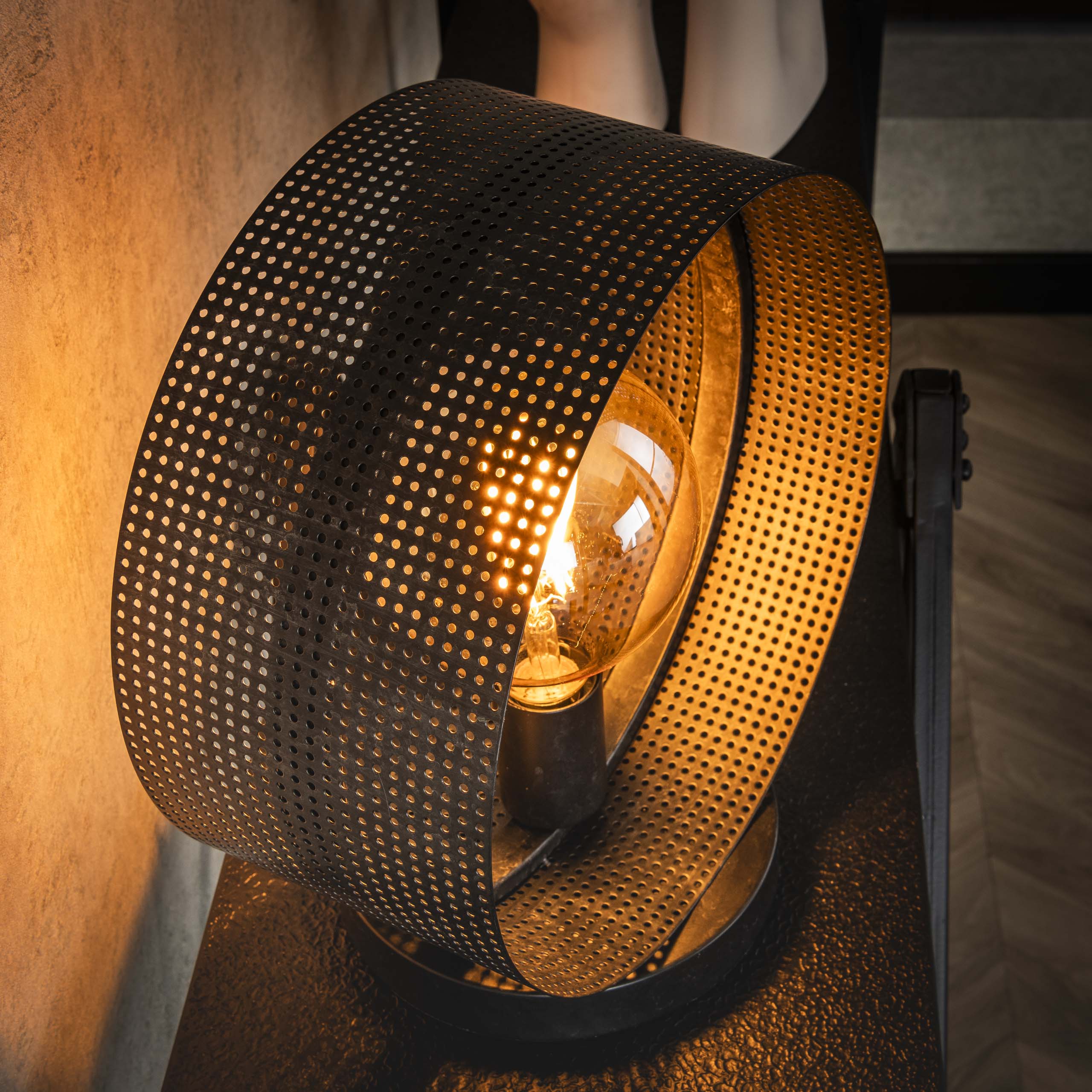 Tafellamp Ring Mesh 1 Lichts Charcoal