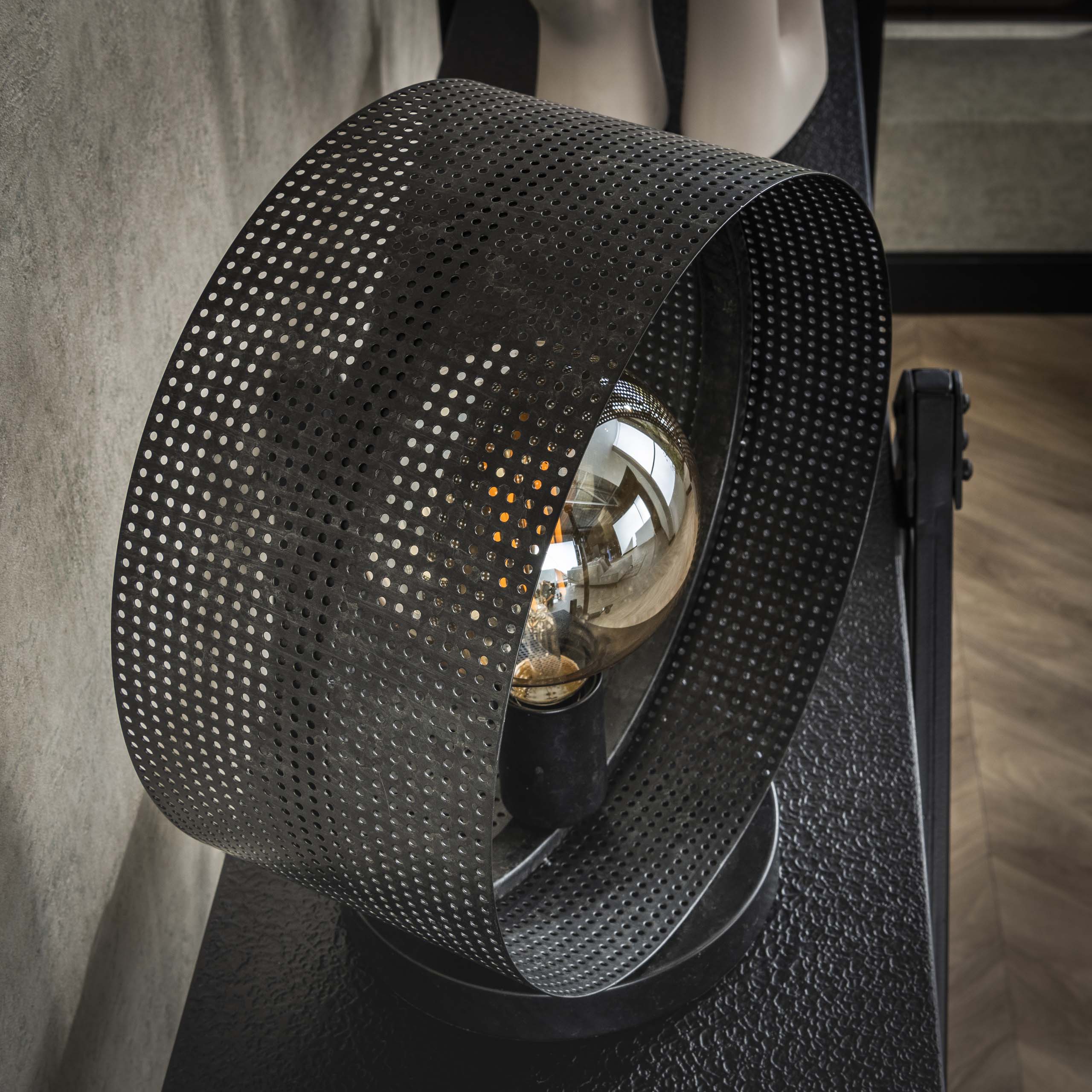 Tafellamp Ring Mesh 1 Lichts Charcoal