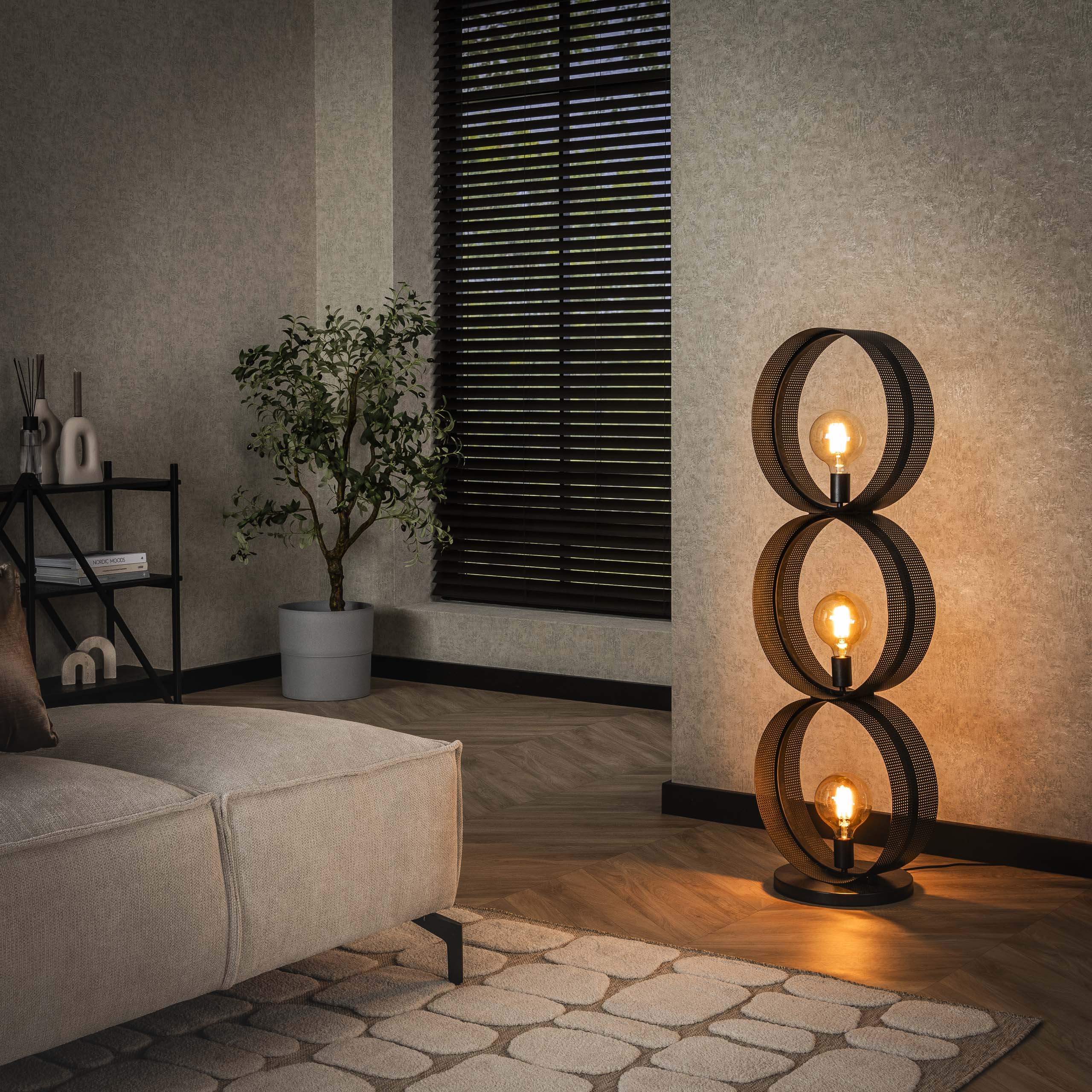 Vloerlamp Ring mesh 3-lichts / Charcoal