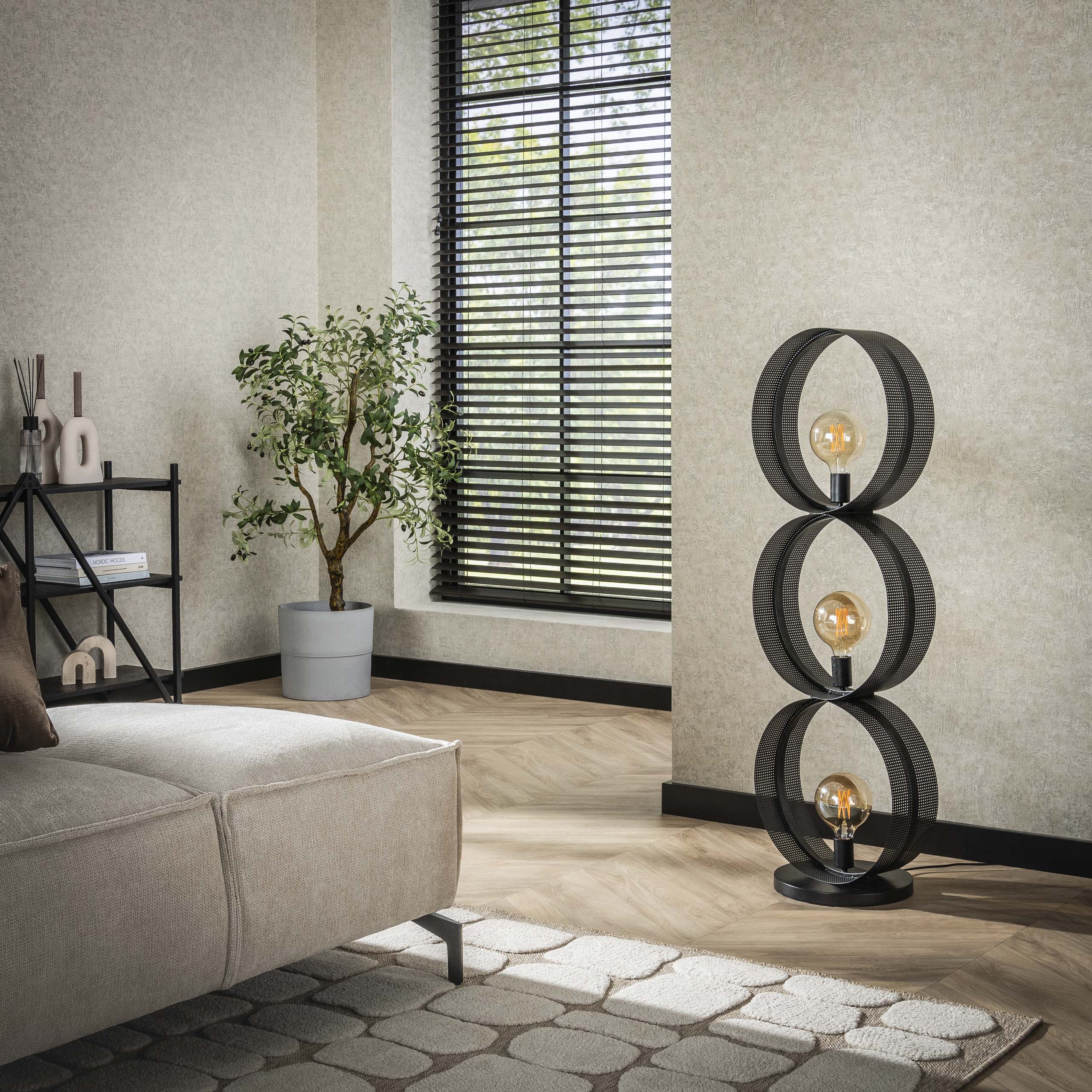 Vloerlamp Ring Mesh 3 Lichts Charcoal