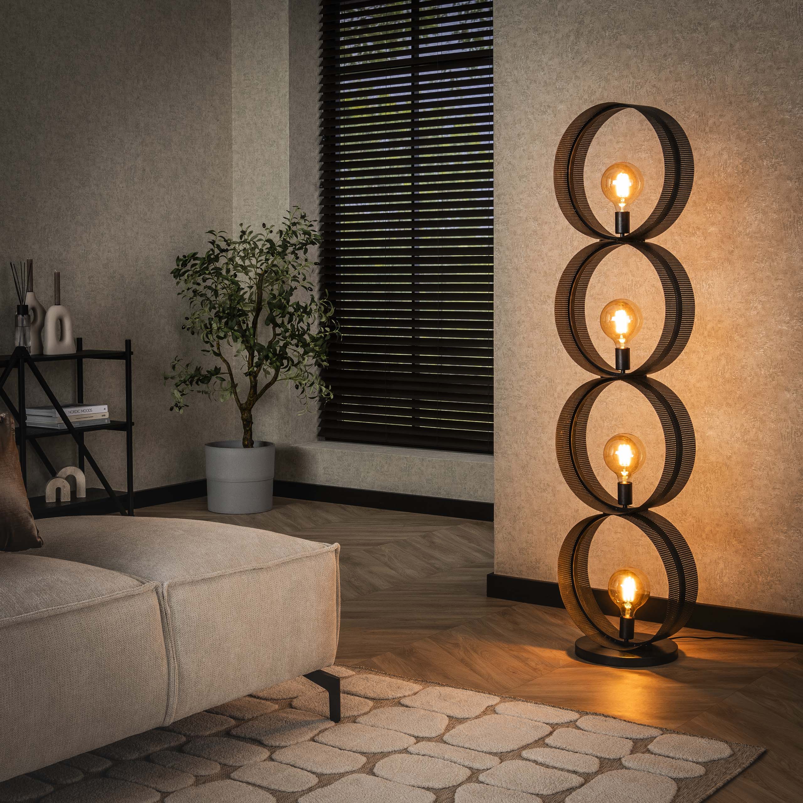 Vloerlamp Ring mesh 4-lichts / Charcoal