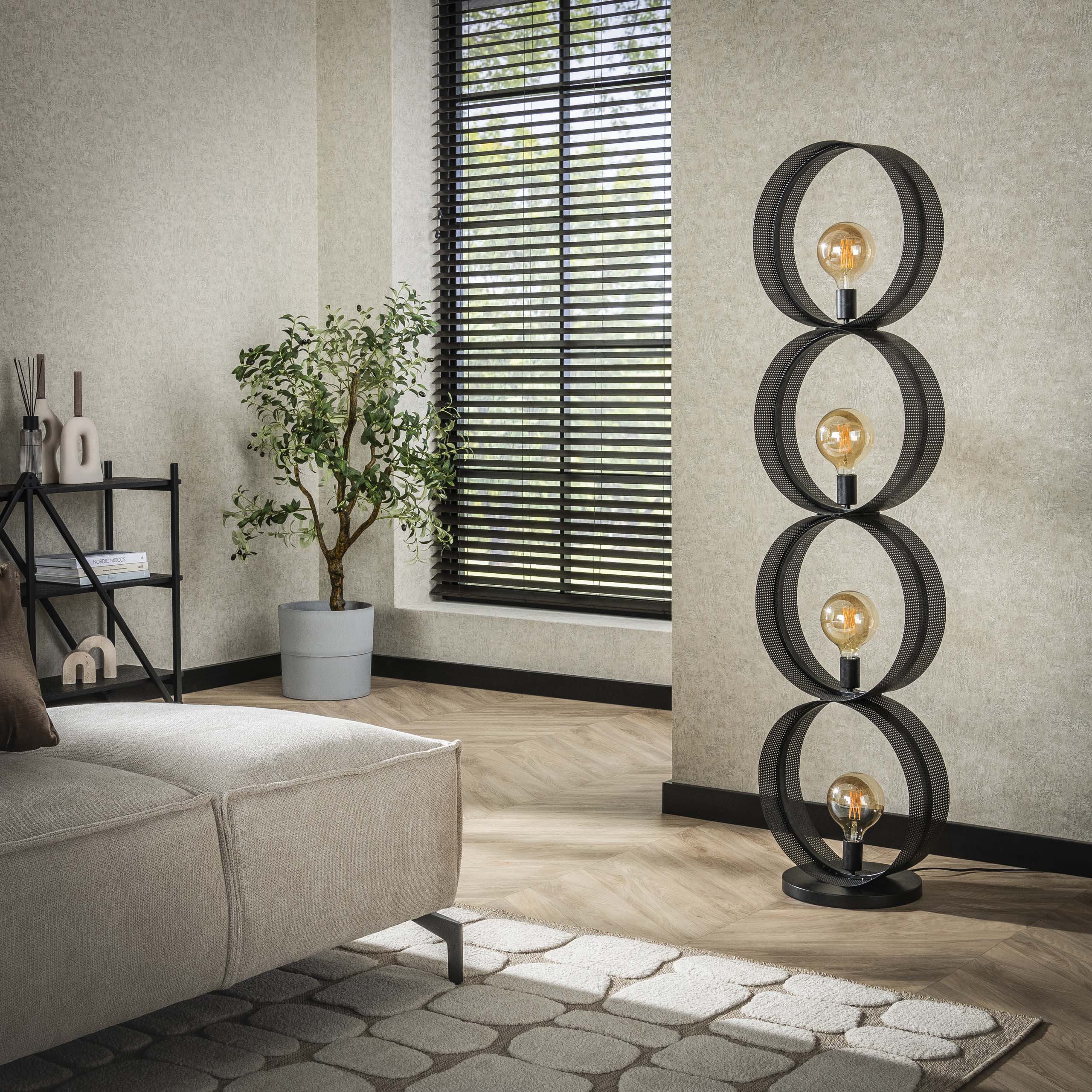Vloerlamp Ring Mesh 4 Lichts Charcoal