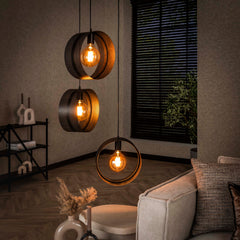 Hanglamp Ring Mesh Getrapt 3 Lichts Charcoal