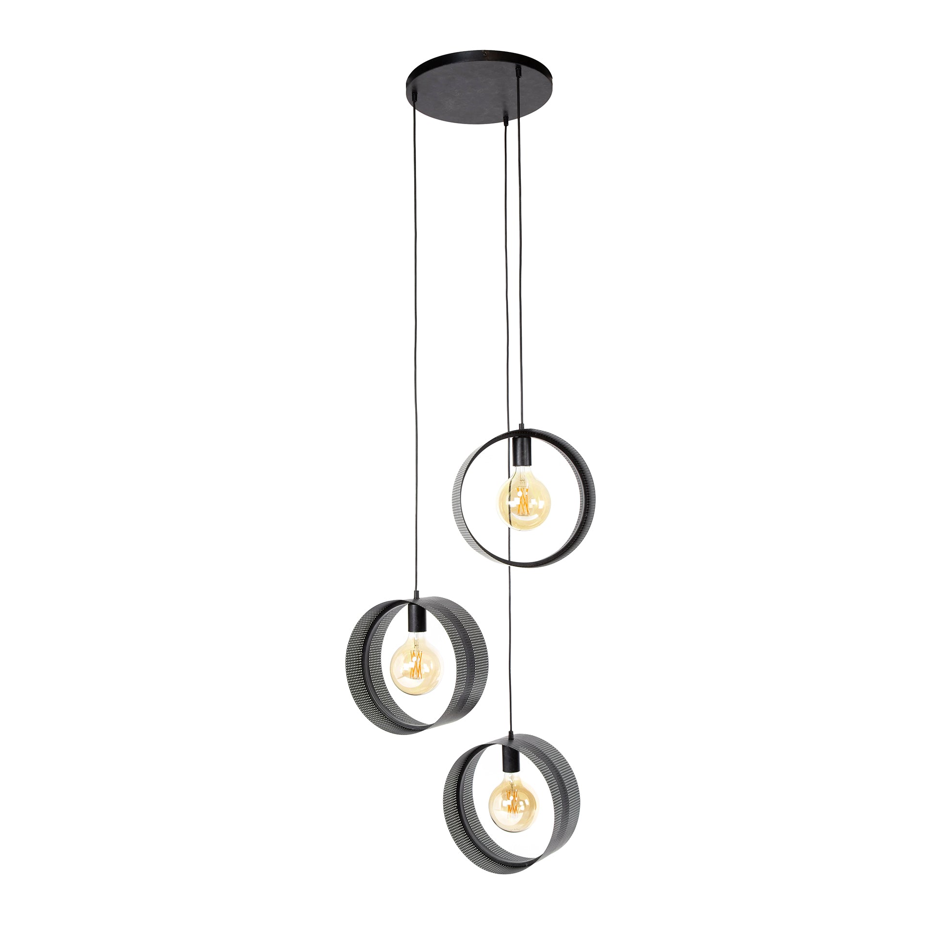 Hanglamp Ring Mesh Getrapt 3 Lichts Charcoal