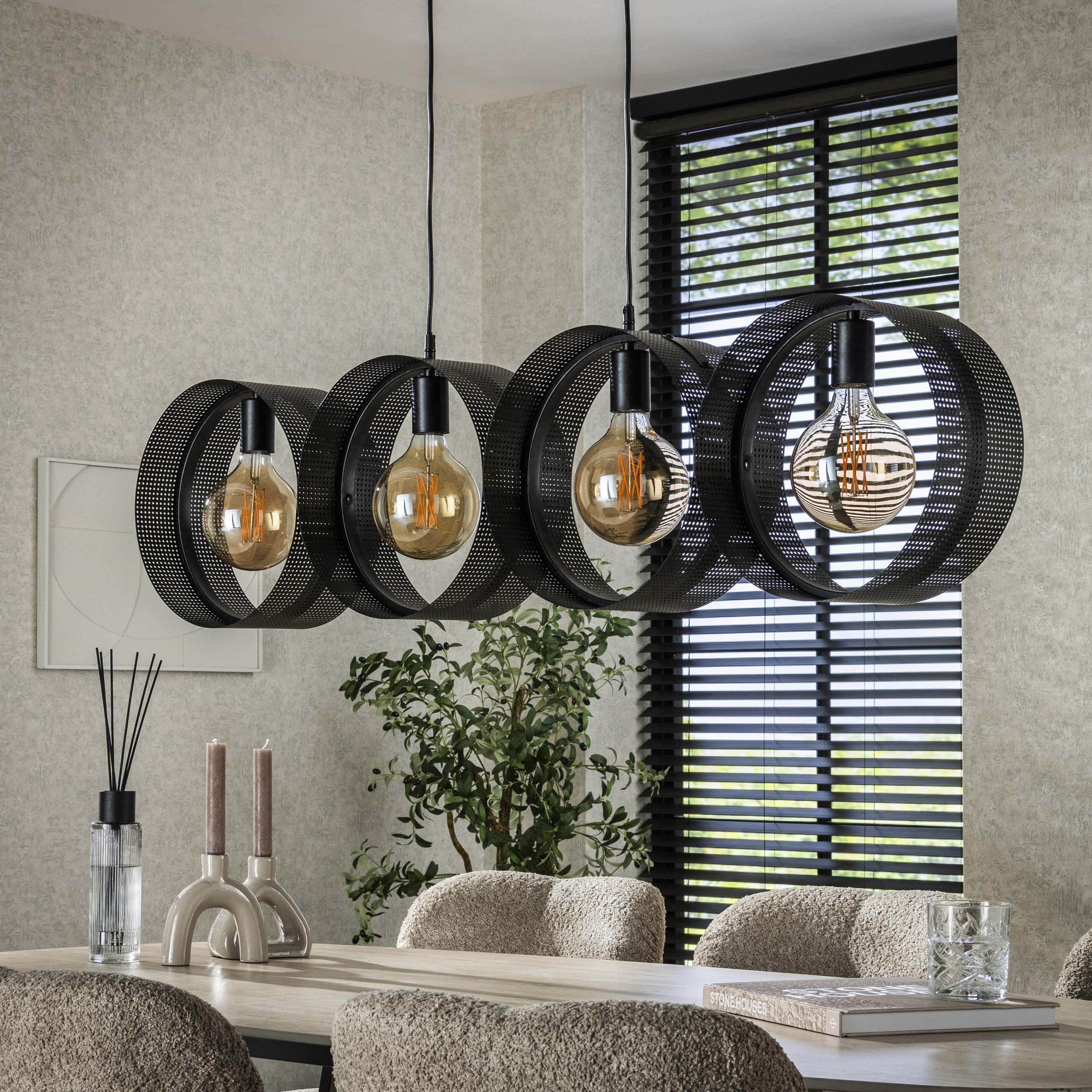 Hanglamp Ring Mesh 4 Lichts Charcoal